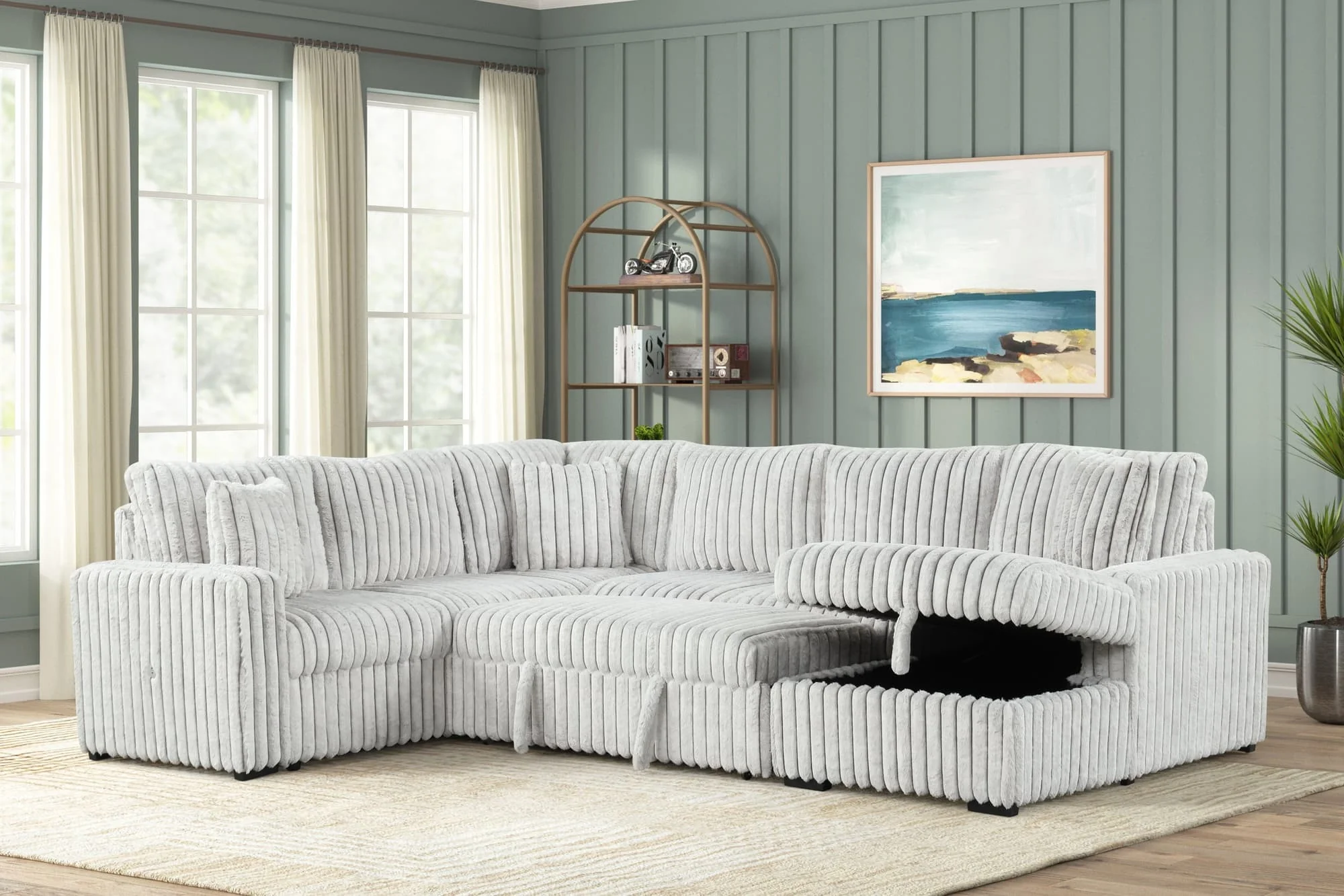 Sonic Gray Sectional With Pull-Out Bed - Image 1