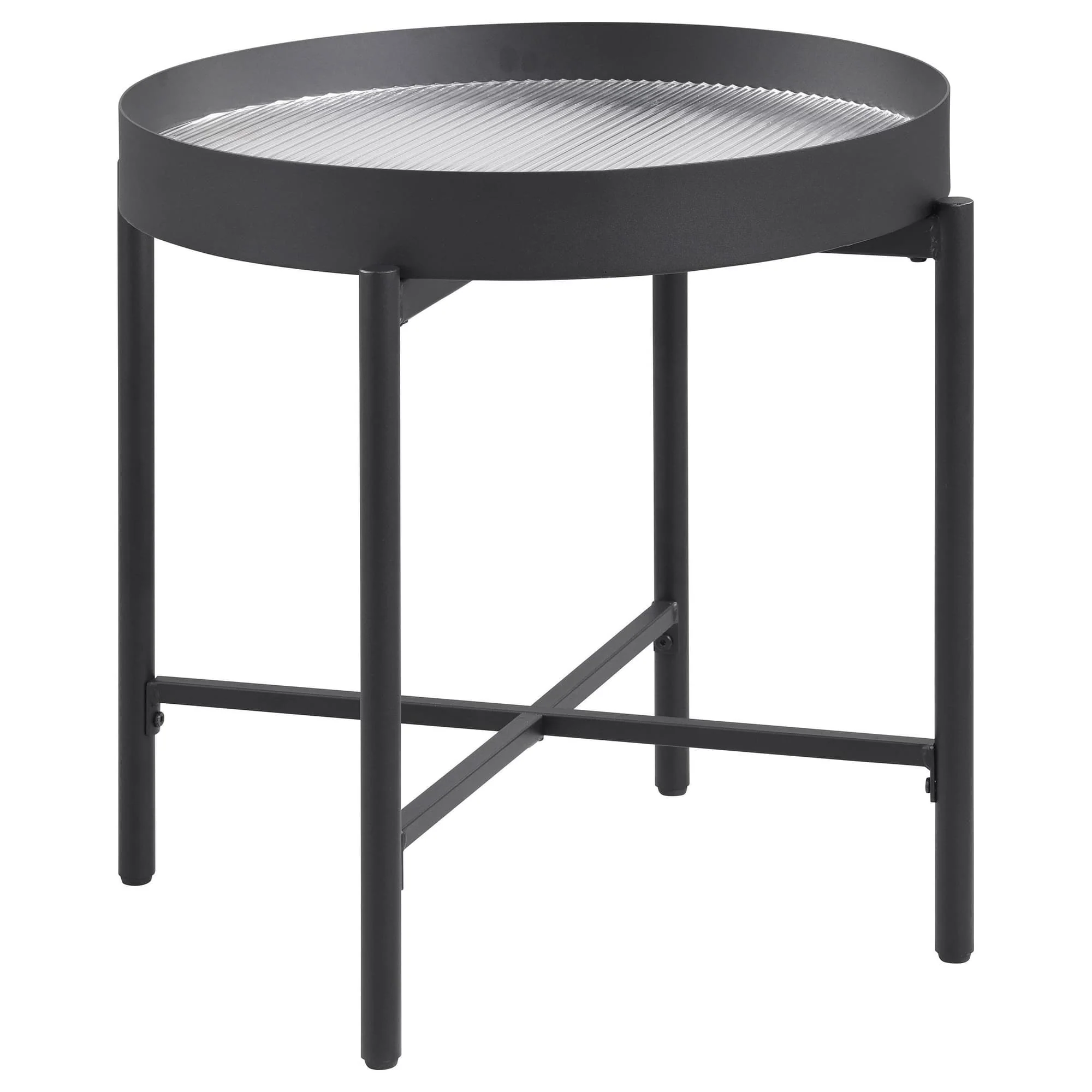 Ozella Round End Side Table with Recessed Top Sandy Black - Image 1