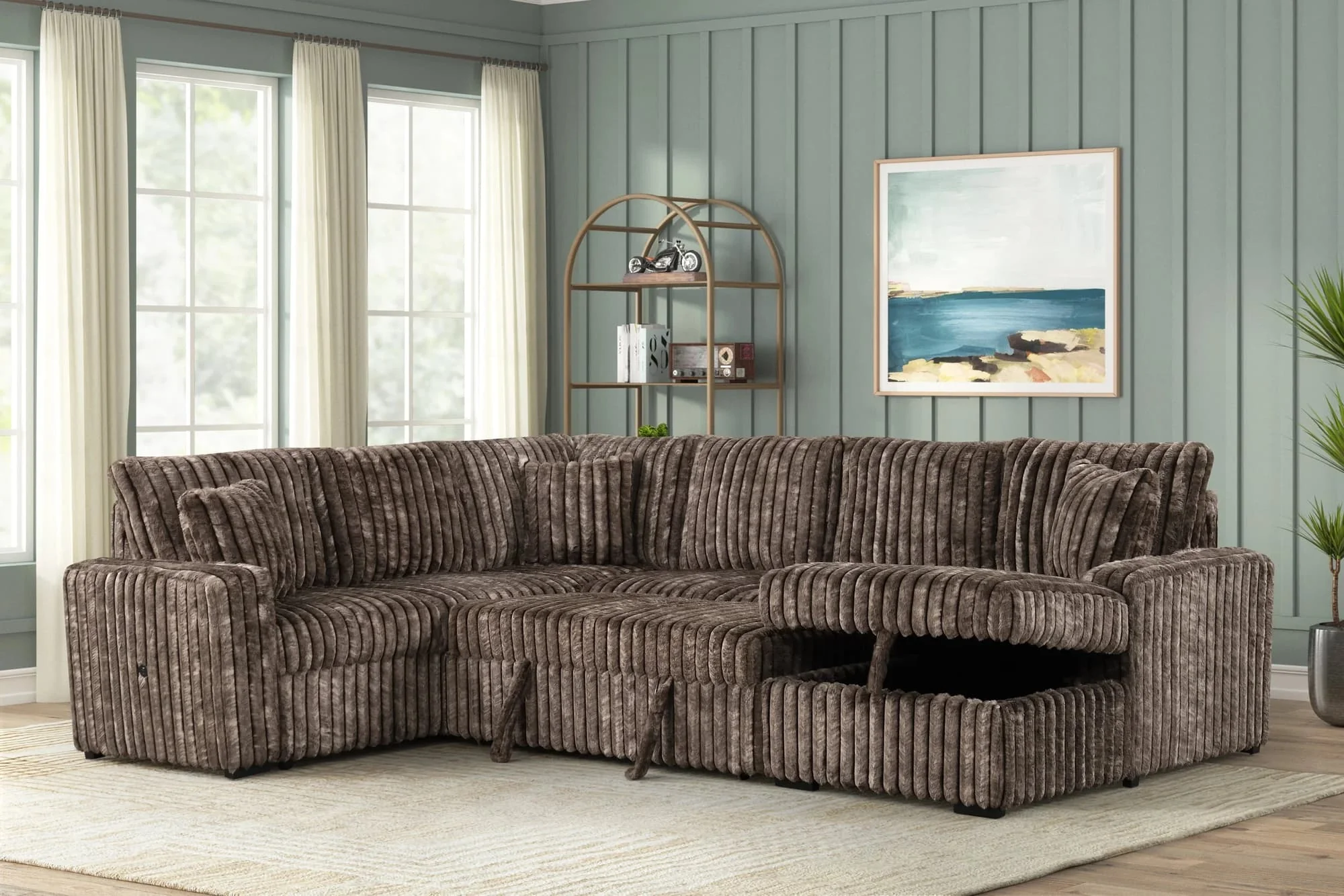 Sonic Brown Sectional With Pull-Out Bed - Image 1