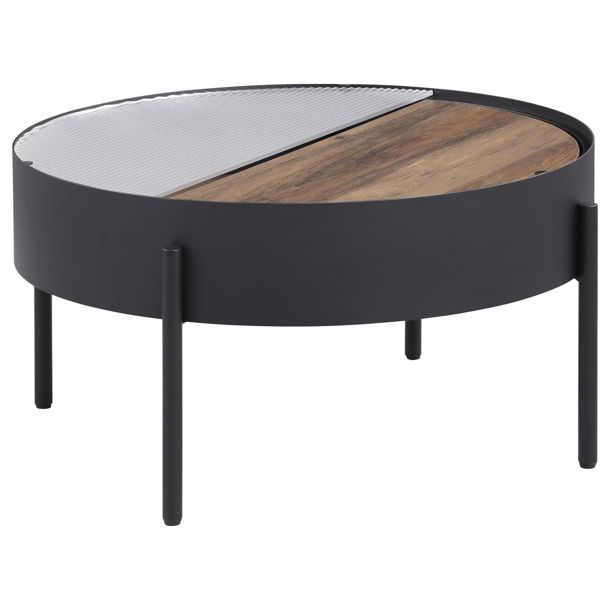 Ozella Round Coffee Table with Hidden Storage Sandy Black - Image 1