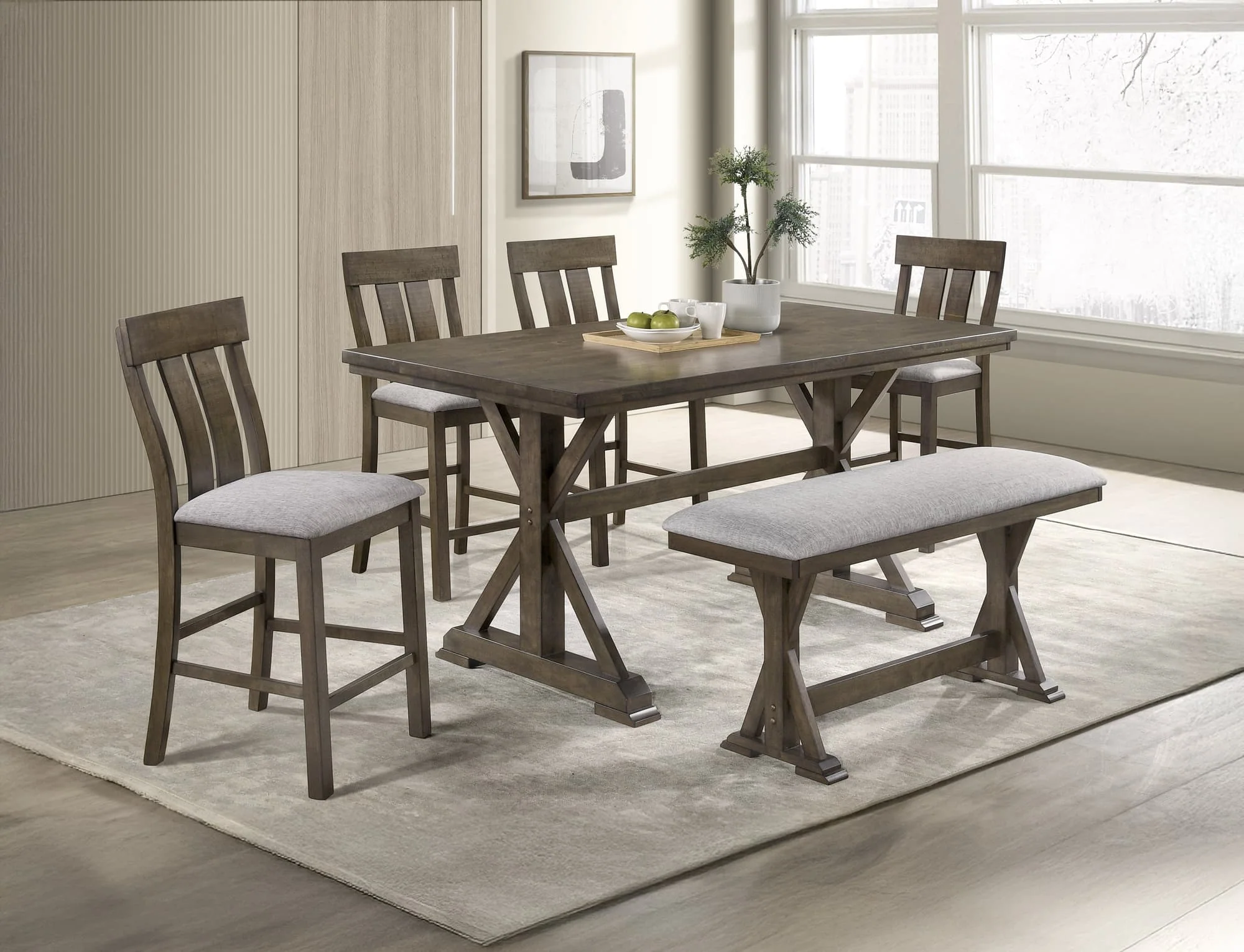 Lloyd Gray Rectangular Counter Height Set