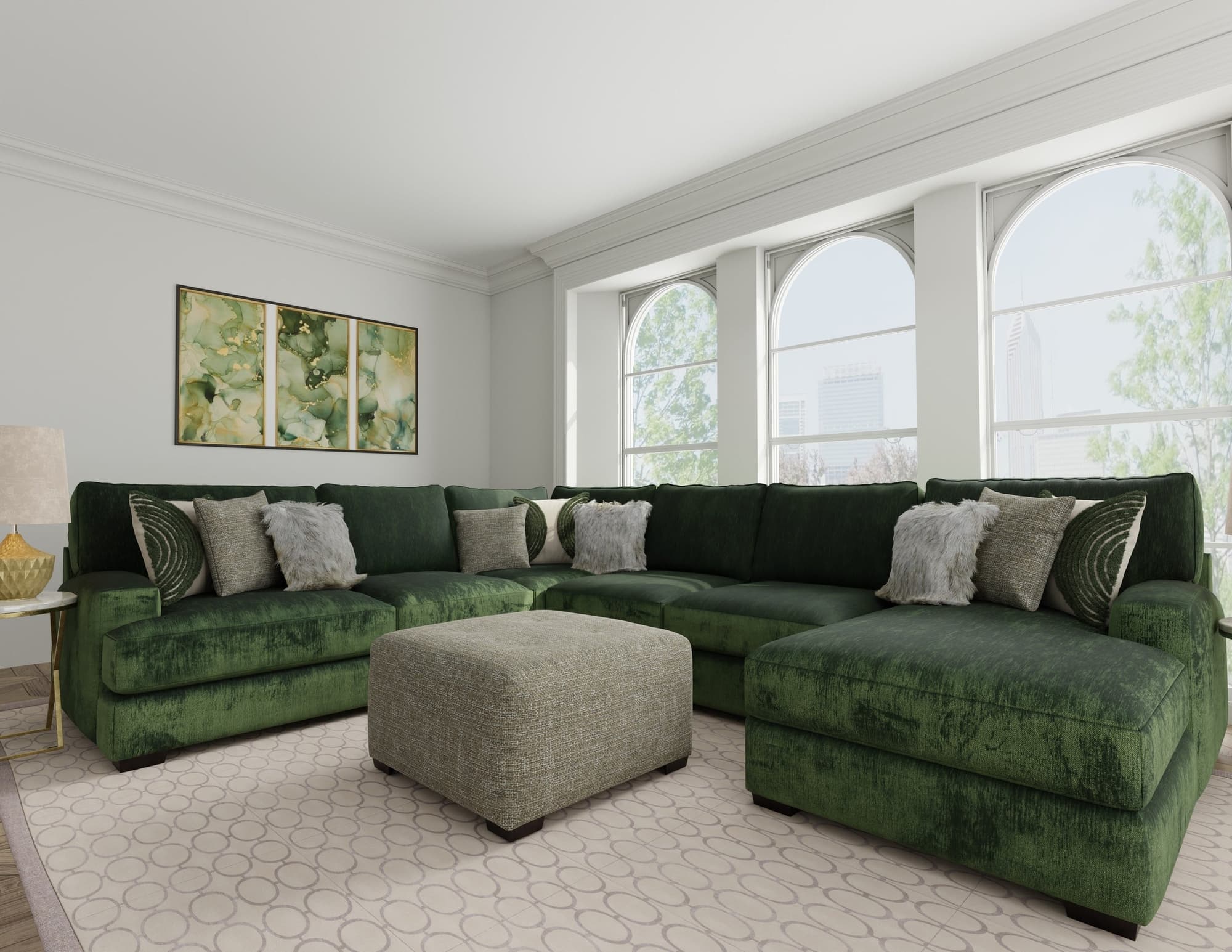 Corinthian Green 3-Piece Sectional - Image 1