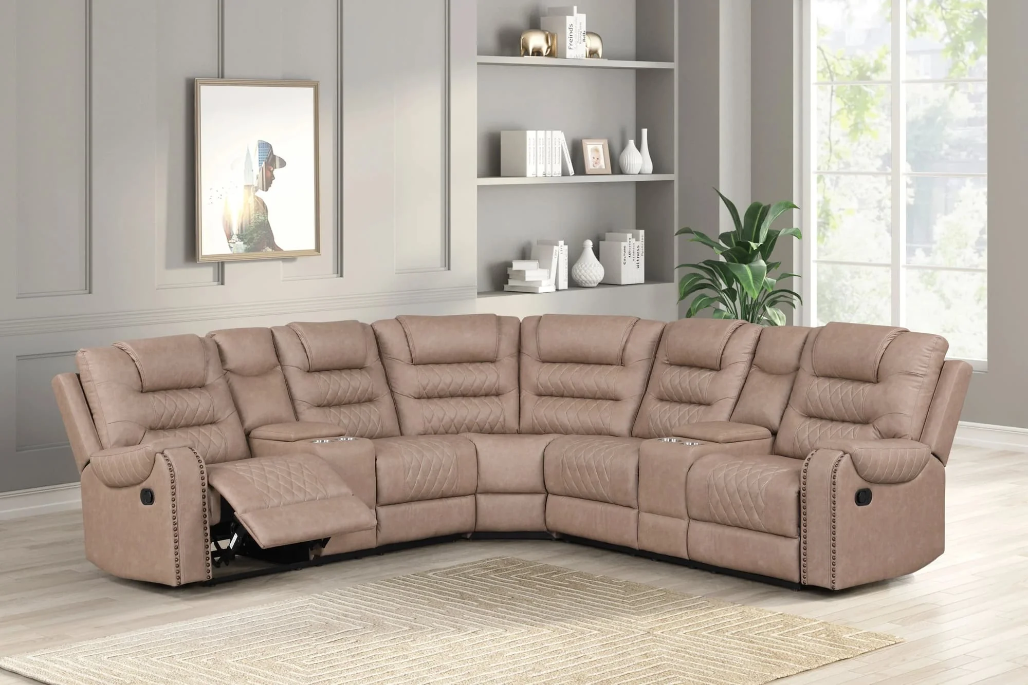 Jordon Light Brown Reclining Sectional - Image 1