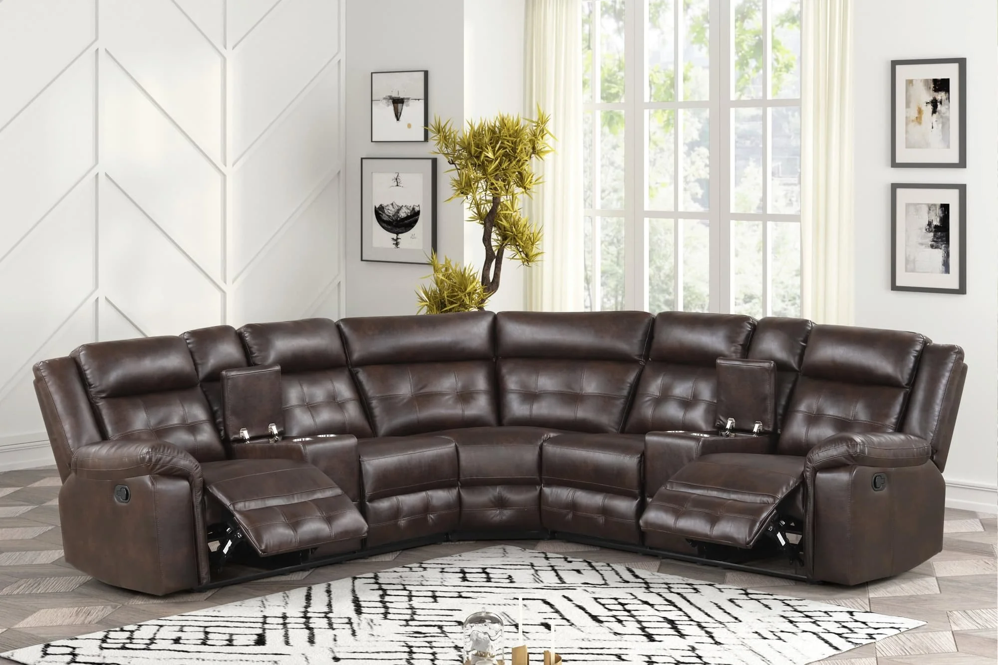 Jacob Espresso Leather Gel Reclining Sectional - Image 1