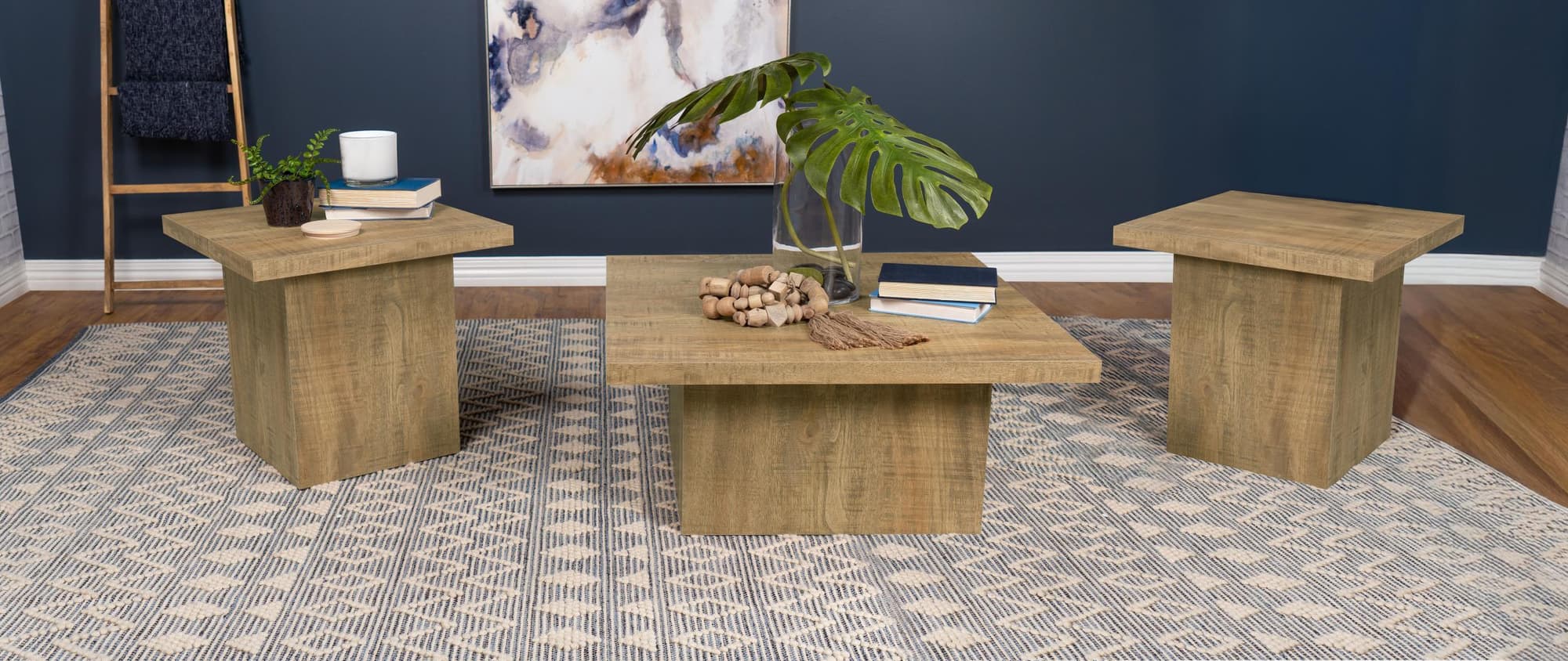 Devar 3-piece Square Coffee and End Table Set Mango - Image 1