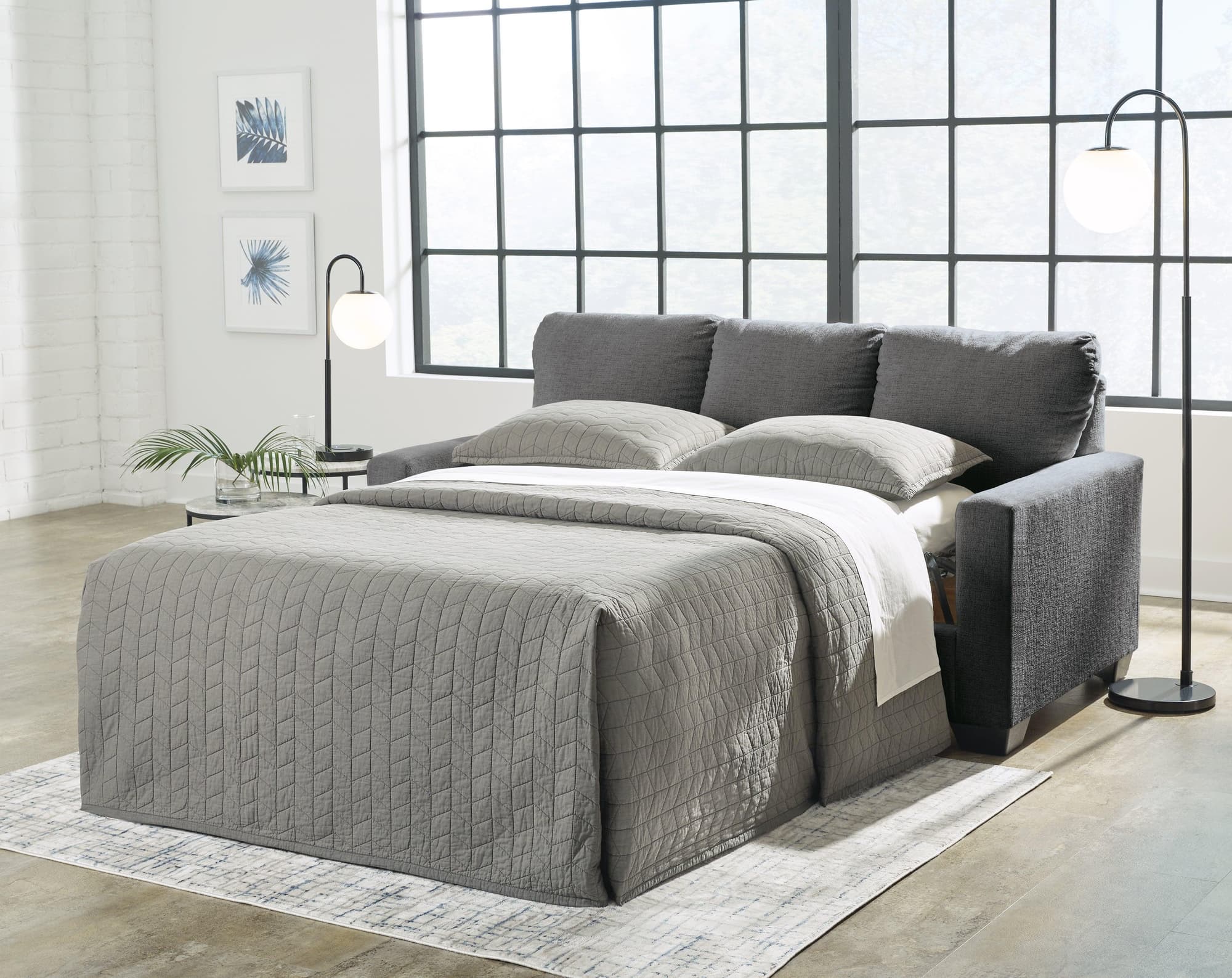 Rannis Pewter Chenille Full Sofa Sleeper