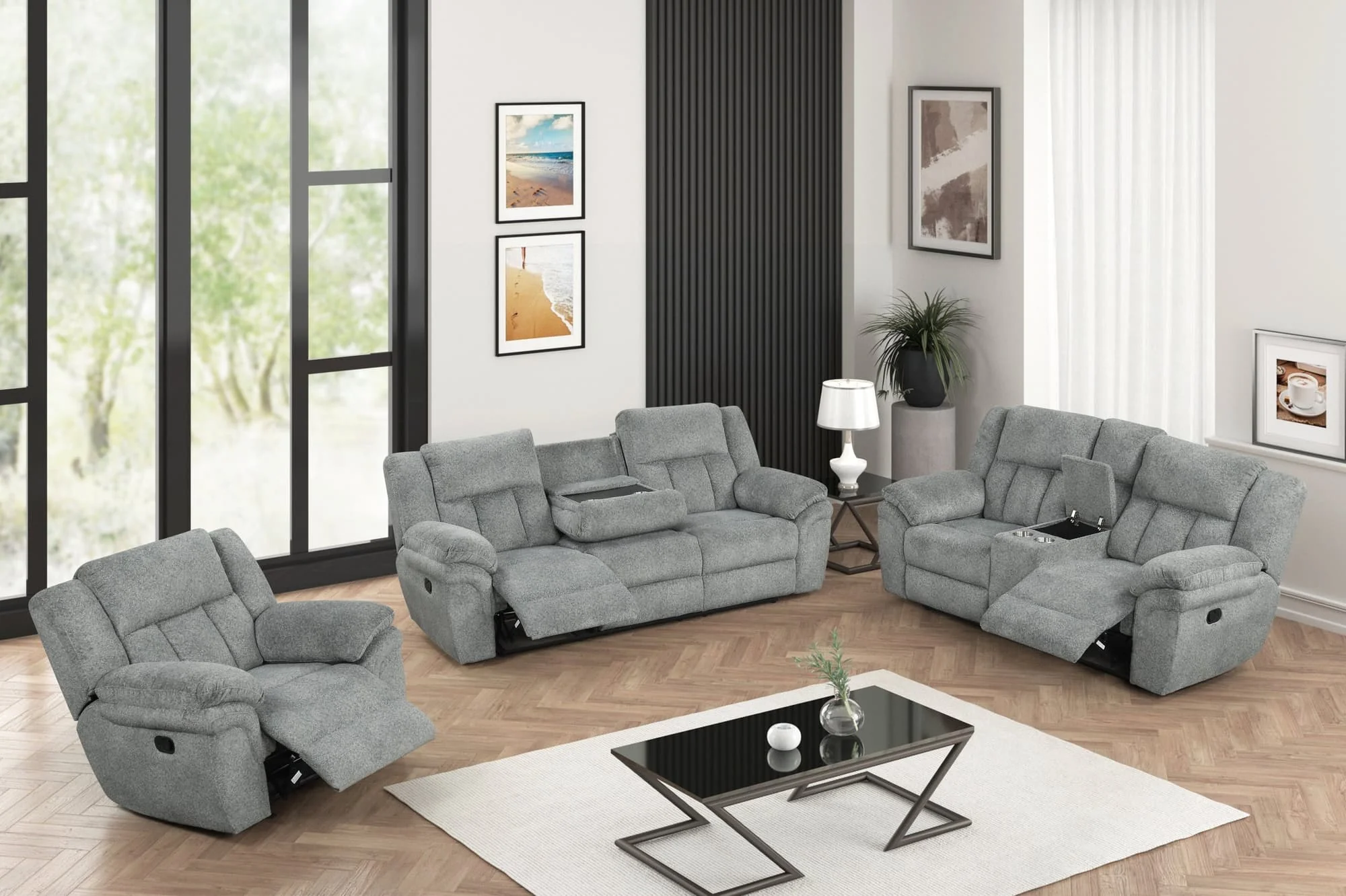 Dallas Gray 3-Piece Reclining Set - Image 1