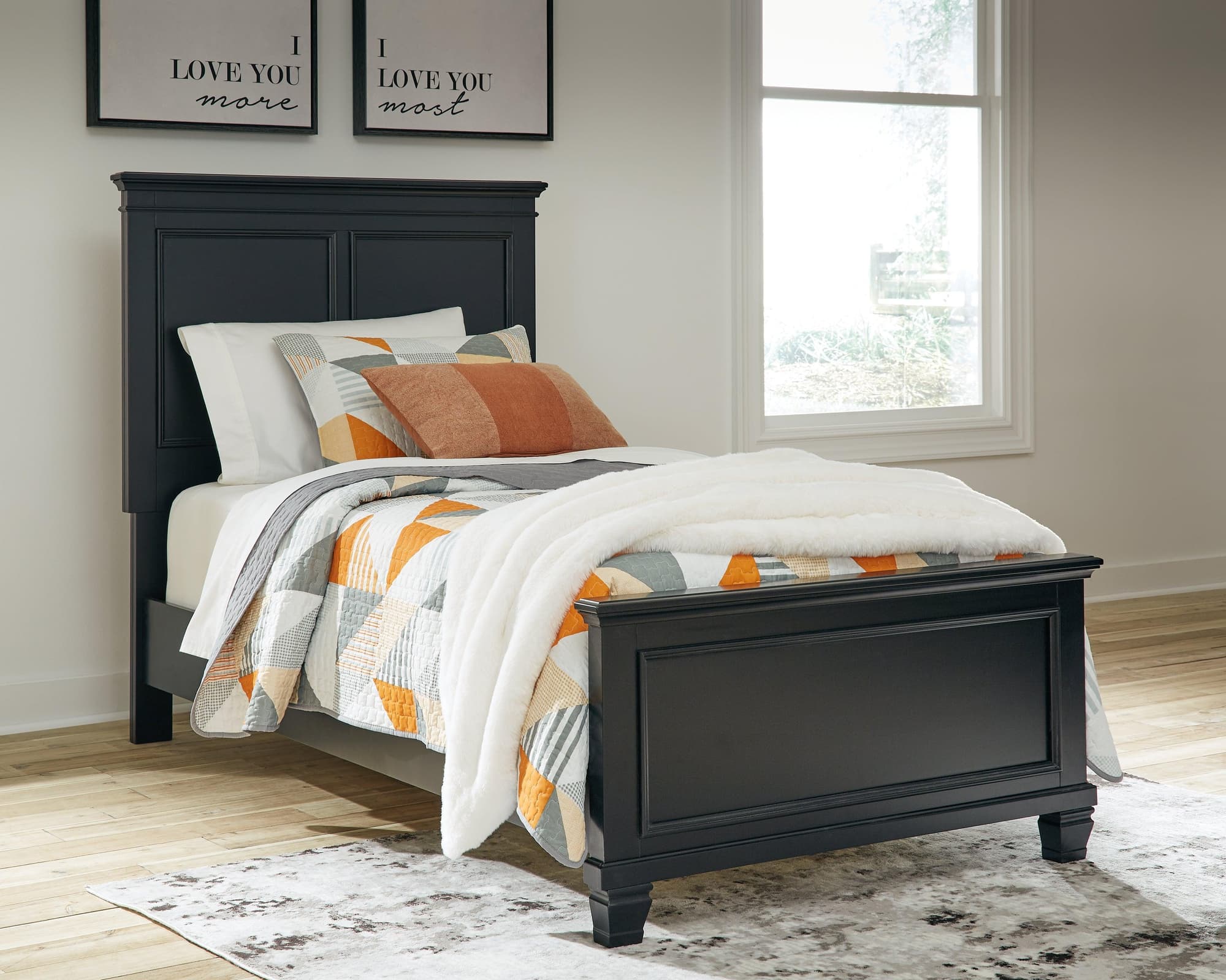 Lanolee Black Twin Panel Bed - Image 1