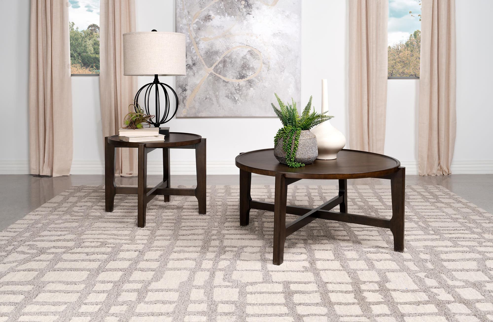 Cota 2-piece Solid Wood Coffee and End Table Set Dark Brown - Image 1