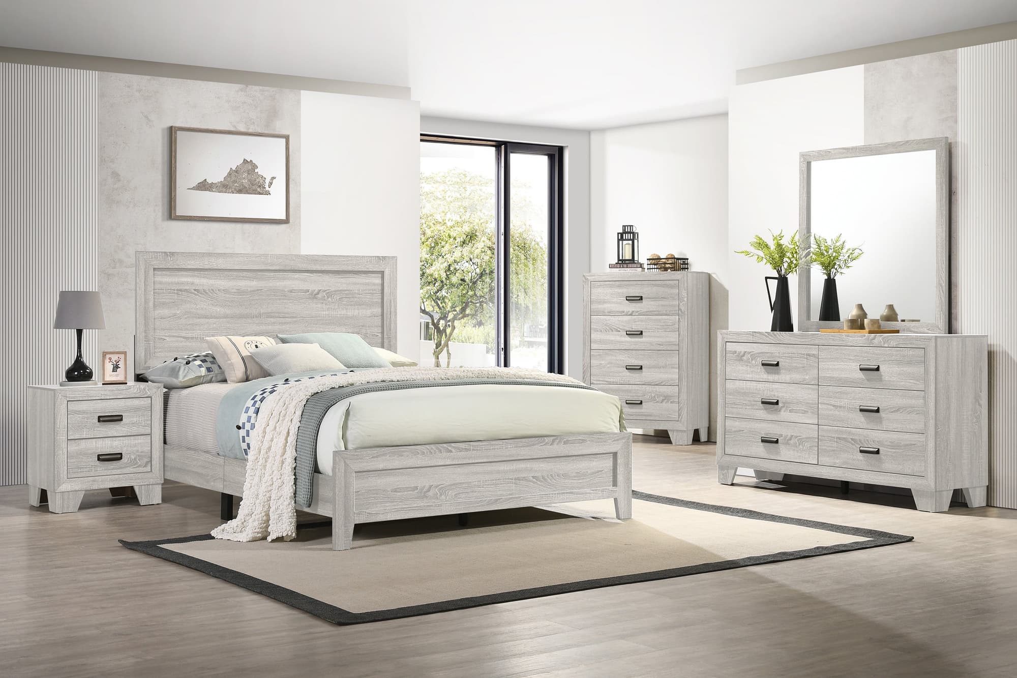 Millie Light Gray Panel Twin Bed - Image 1