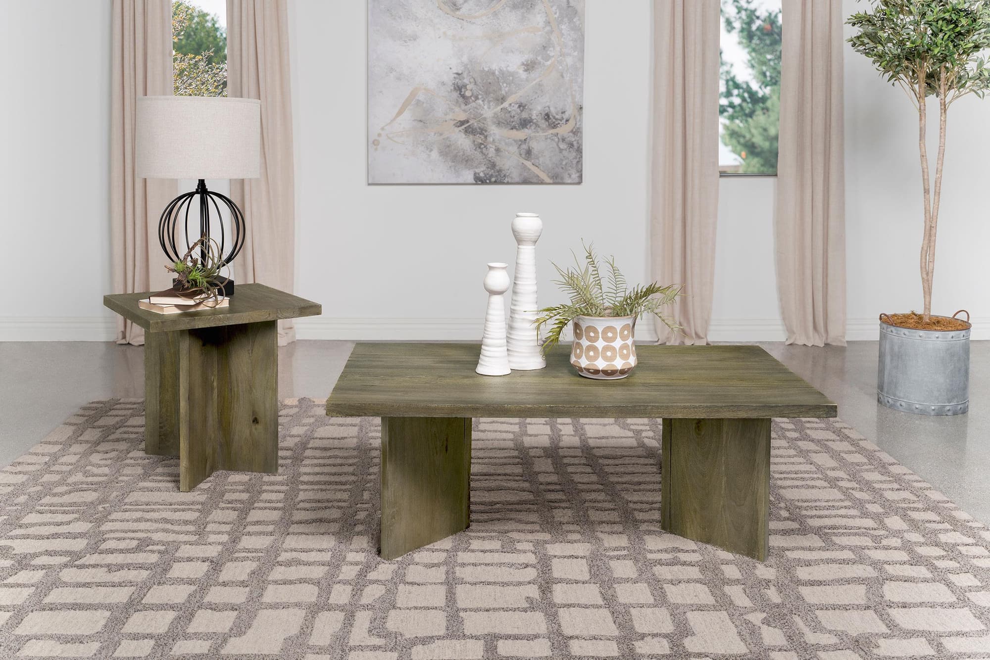 Andando 2-piece Coffee and End Table Set Mango Brown - Image 1