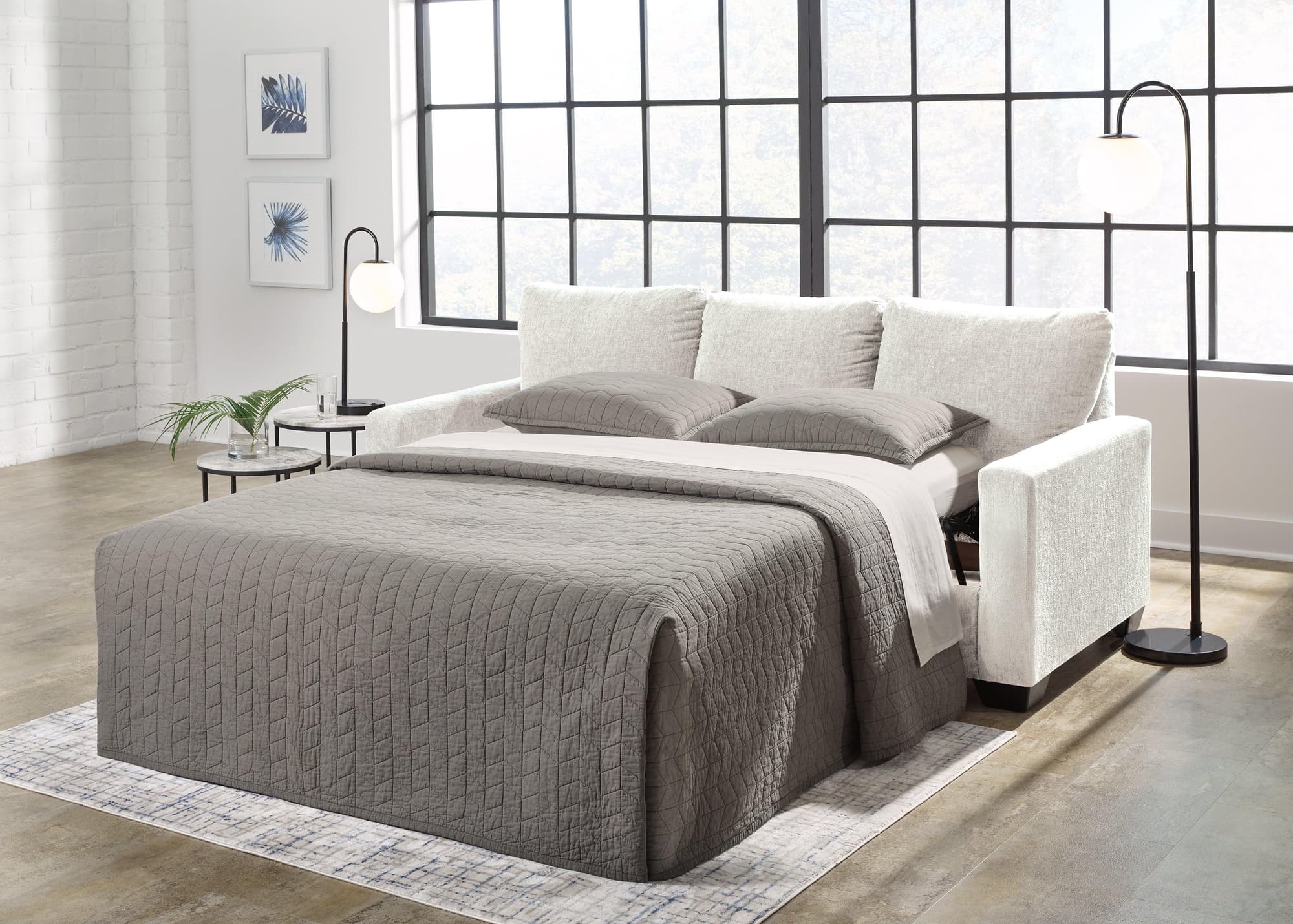 Rannis Snow Chenille Queen Sofa Sleeper