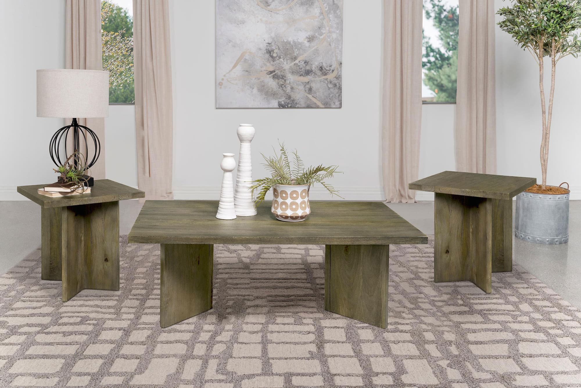 Andando 3-piece Coffee and End Table Set Mango Brown - Image 1
