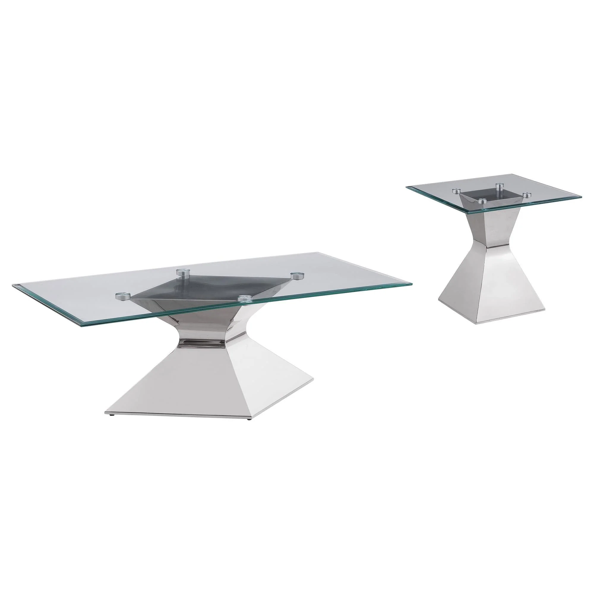 Jenny 2-piece Rectangular Coffee and End Table Set Chrome - Image 1