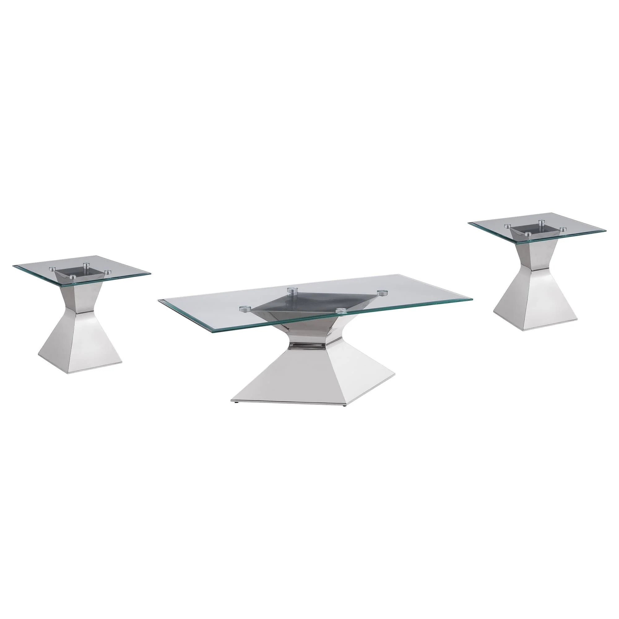 Jenny 3-piece Rectangular Coffee and End Table Set Chrome - Image 1