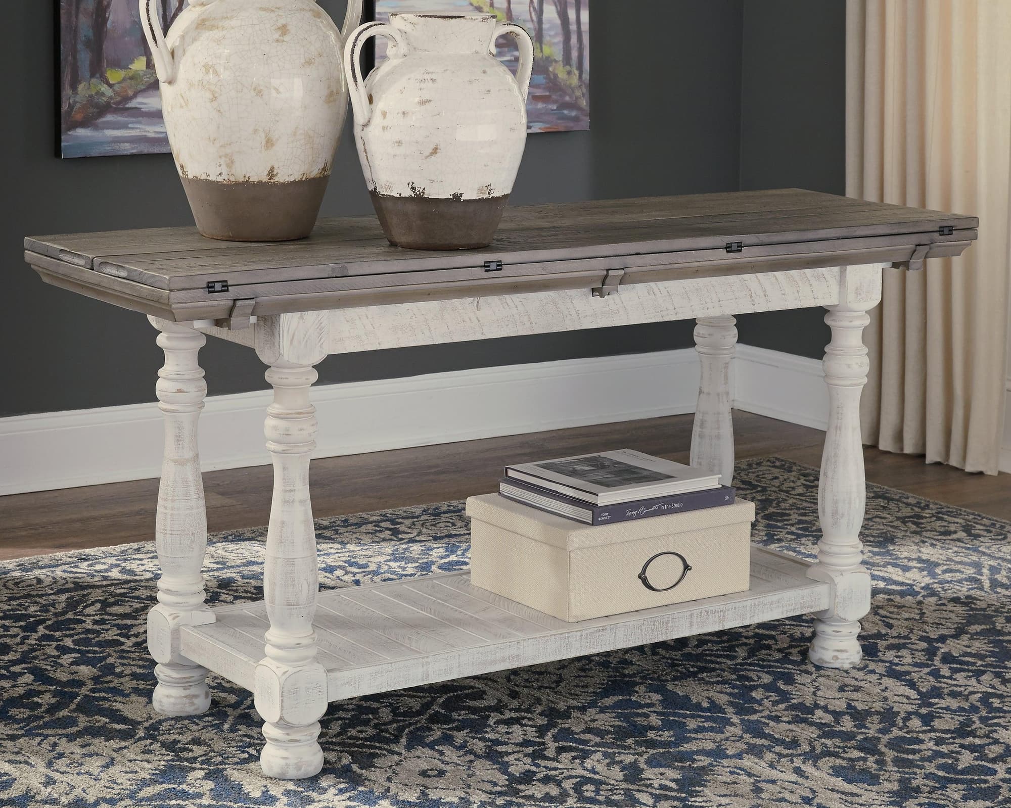 Havalance Gray White Sofa Console Table
