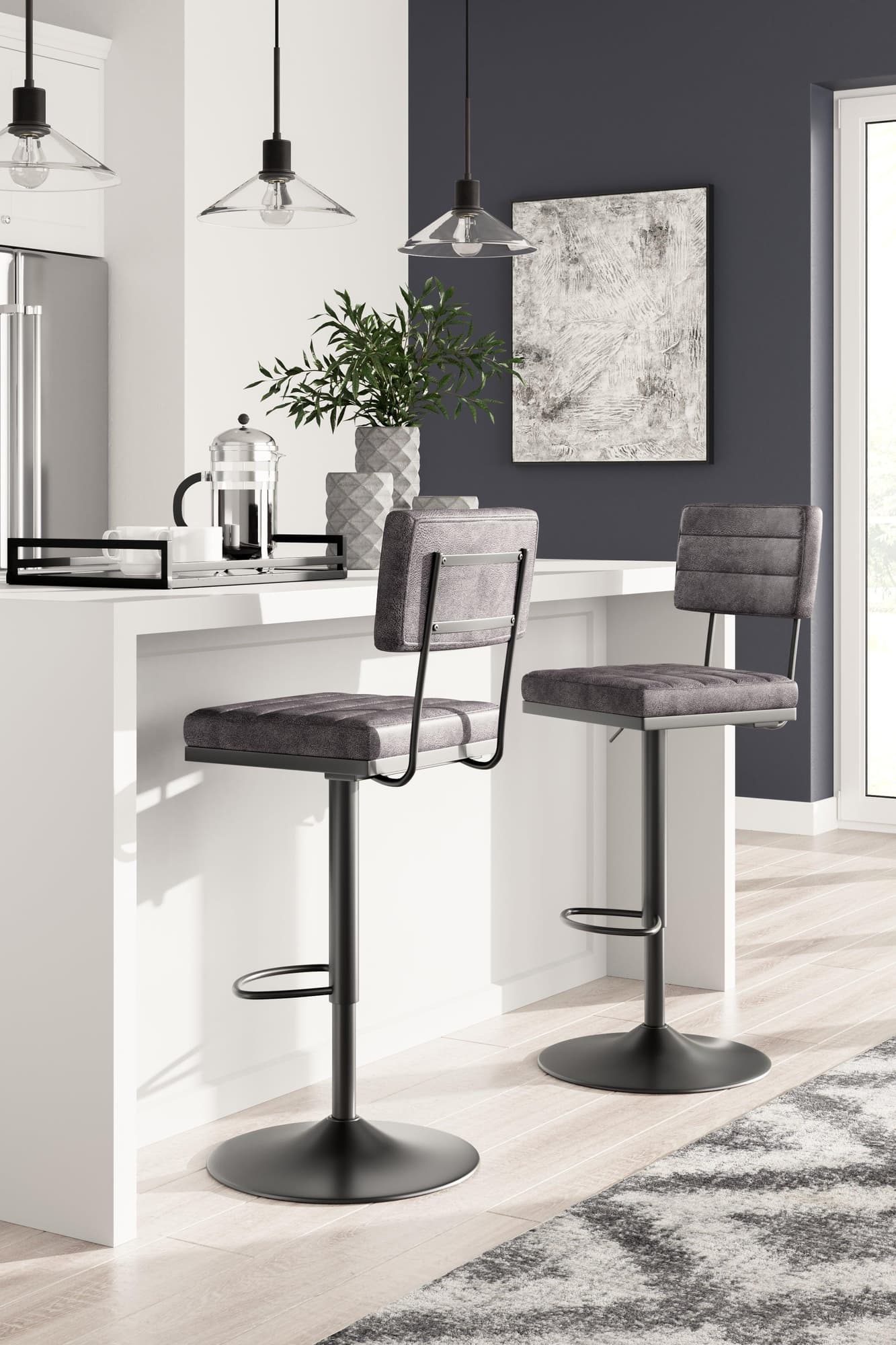 Strumford Gray Black Bar Height Stool - Image 1