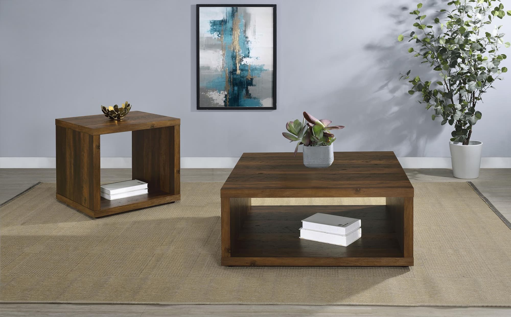 Frisco 2-piece Coffee and End Table Set Dark Pine - Image 1