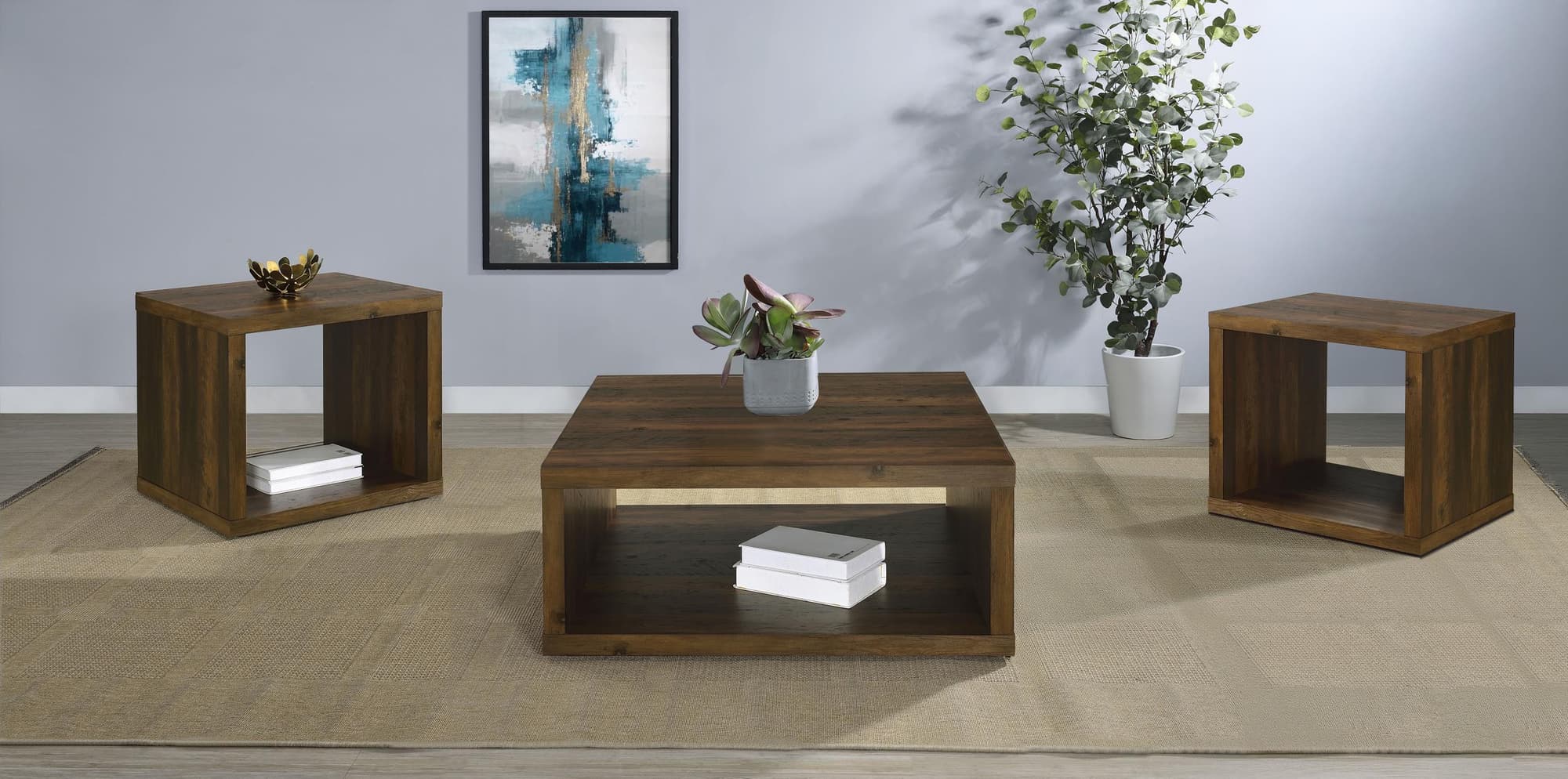 Frisco 3-piece Coffee and End Table Set Dark Pine - Image 1