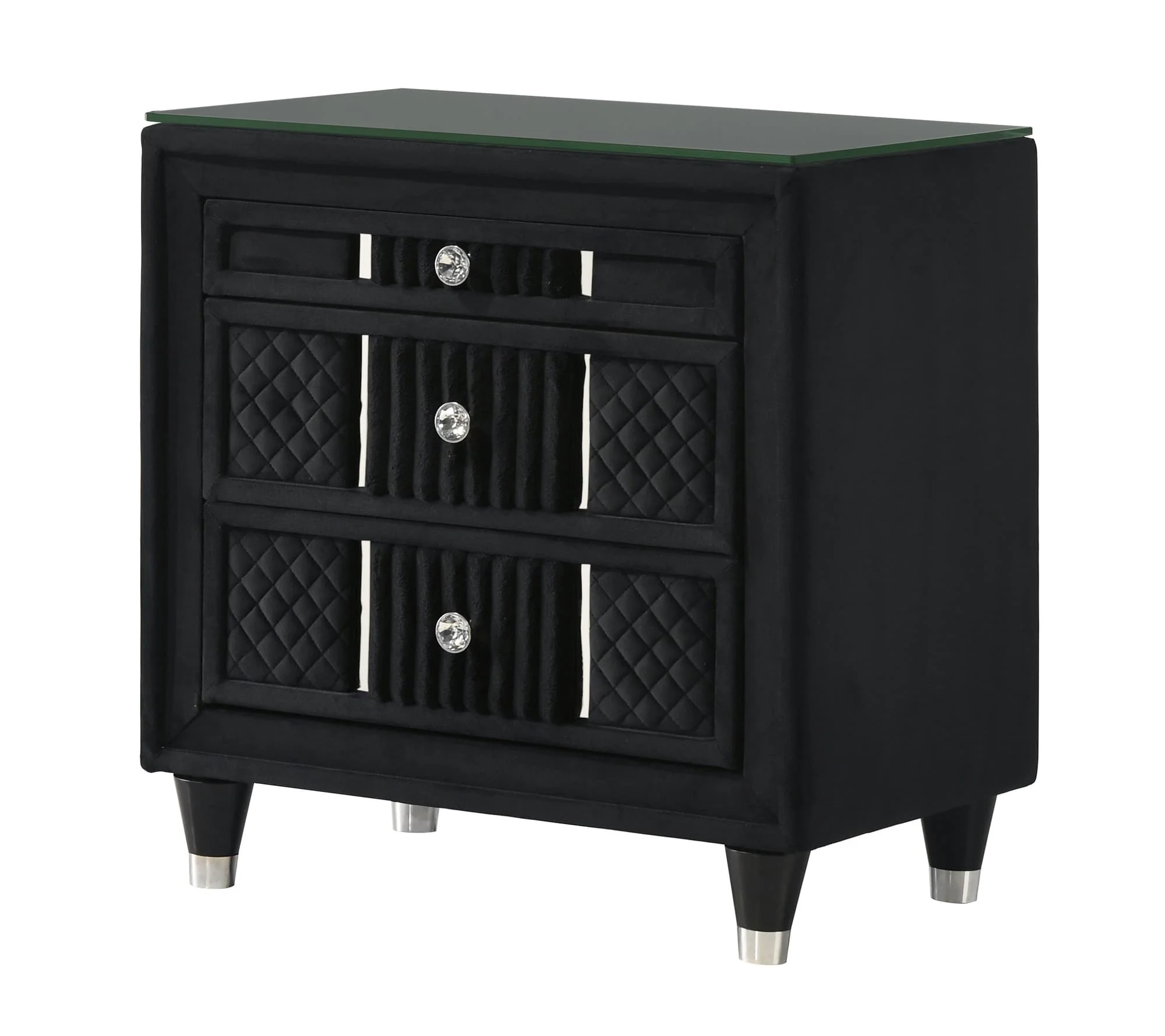 Armany Black Upholstered Nightstand - Image 1