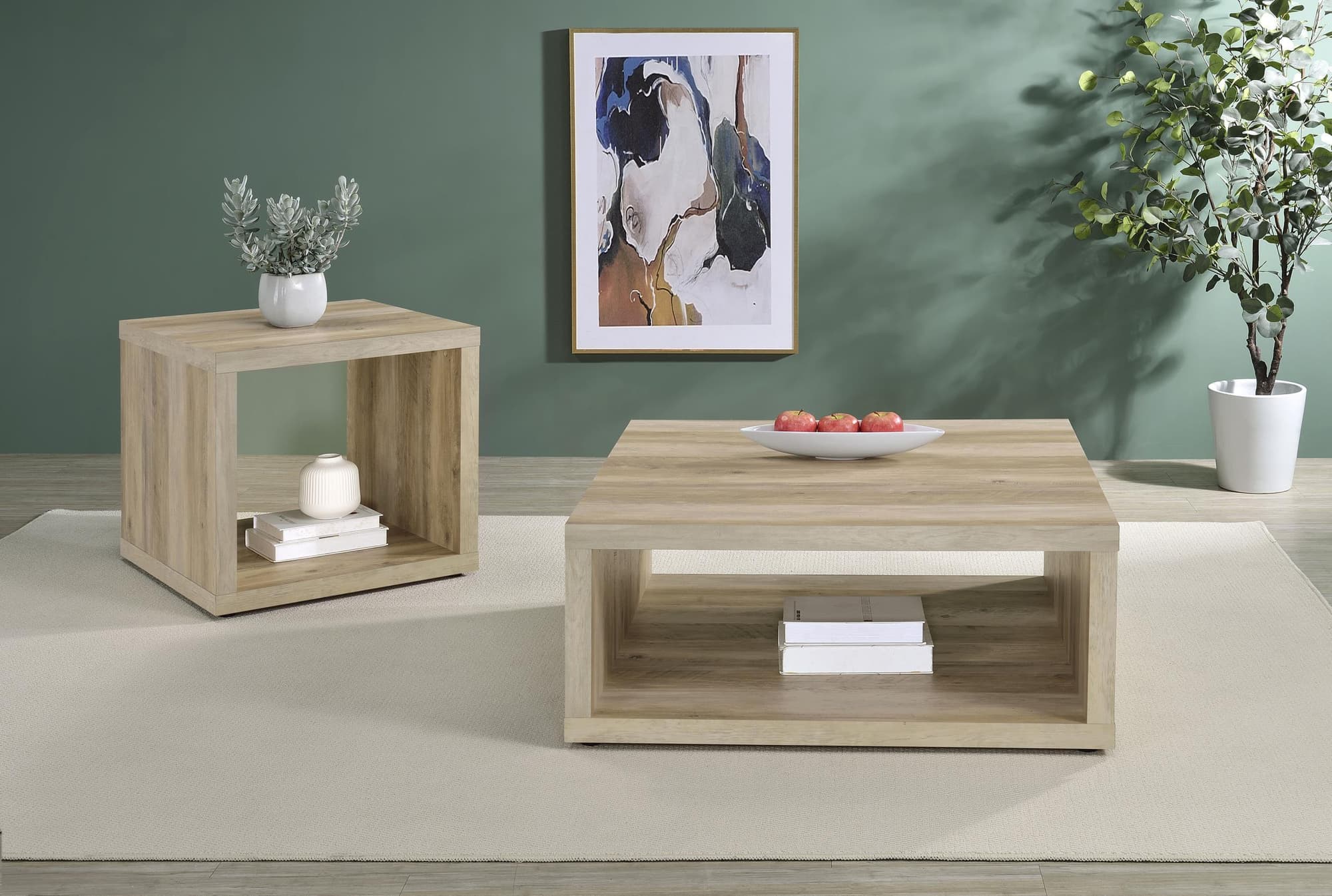 Frisco 2-piece Coffee and End Table Set Distressed Pine - Image 1