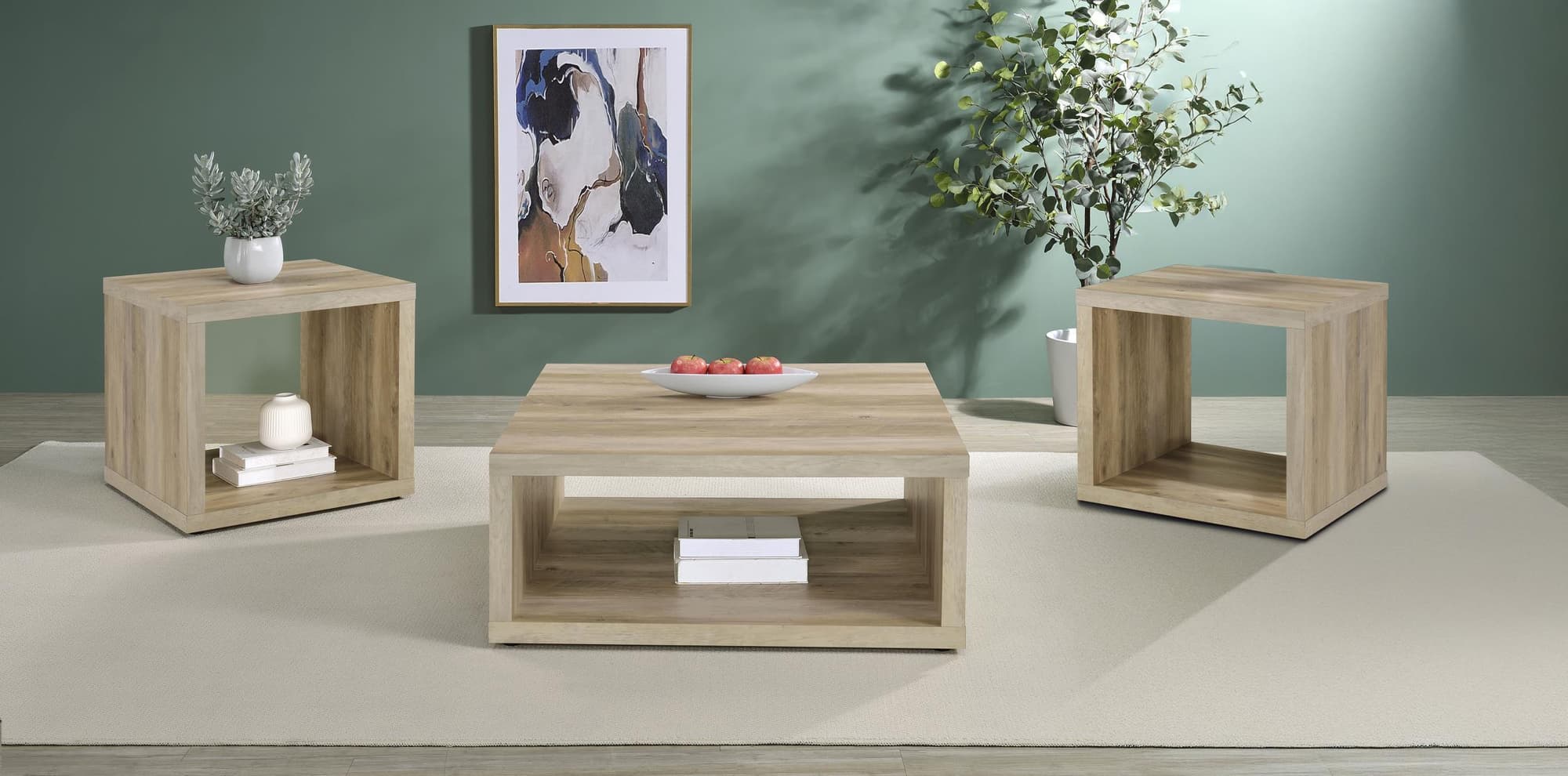 Frisco 3-piece Coffee and End Table Set Distressed Pine - Image 1