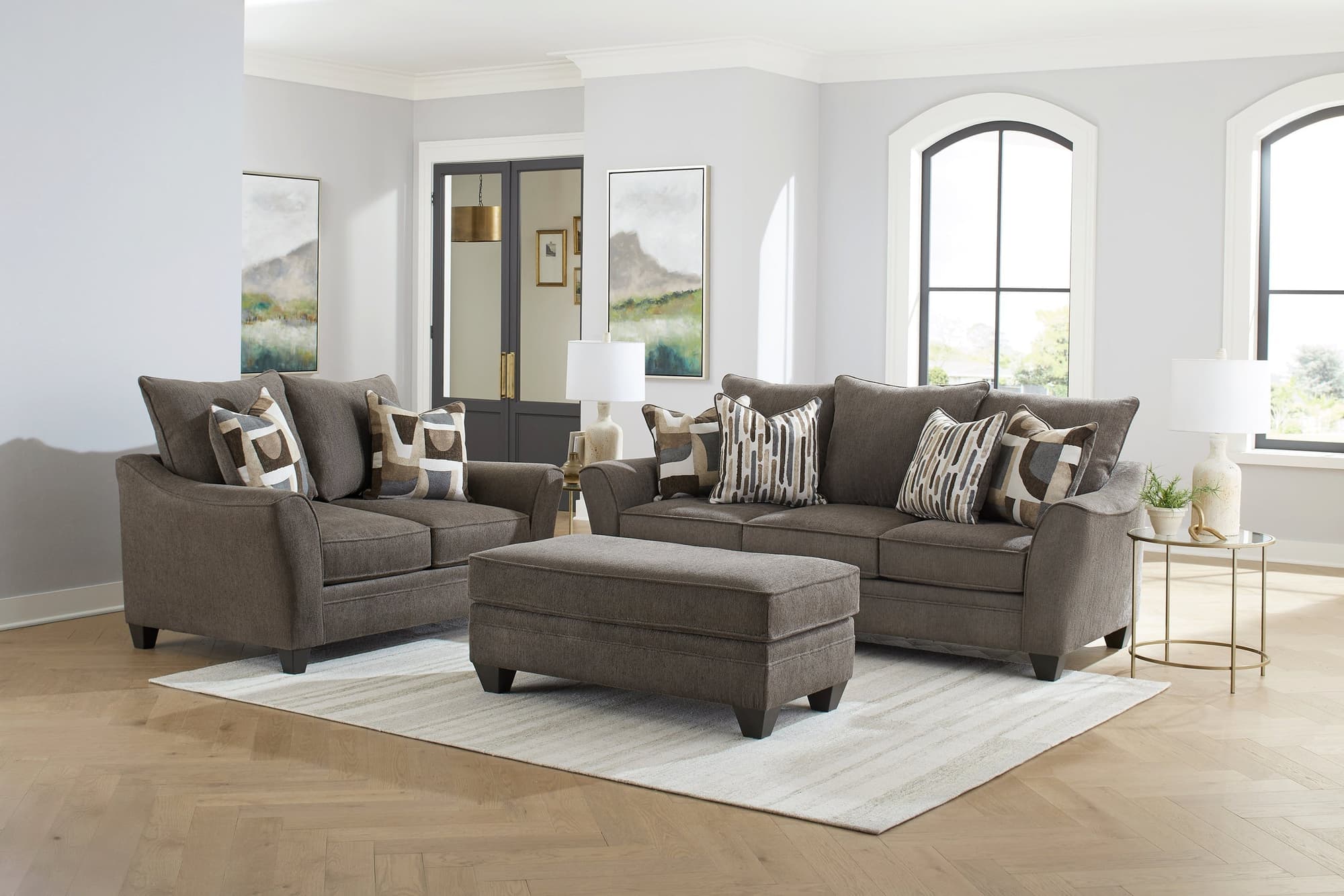 Trini Walnut Sofa and Loveseat Set - Image 1