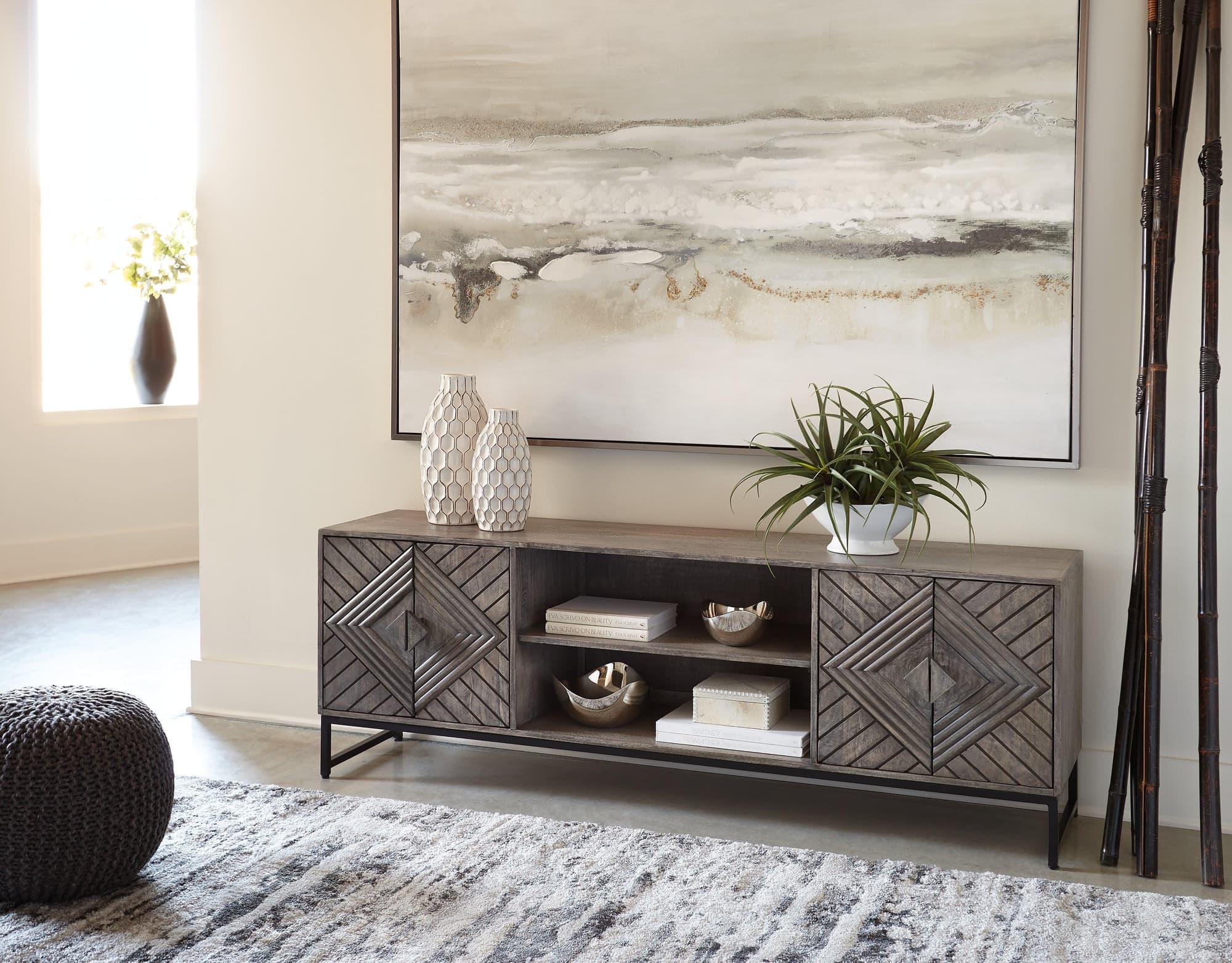 Treybrook Distressed Gray Accent Cabinet - Image 1