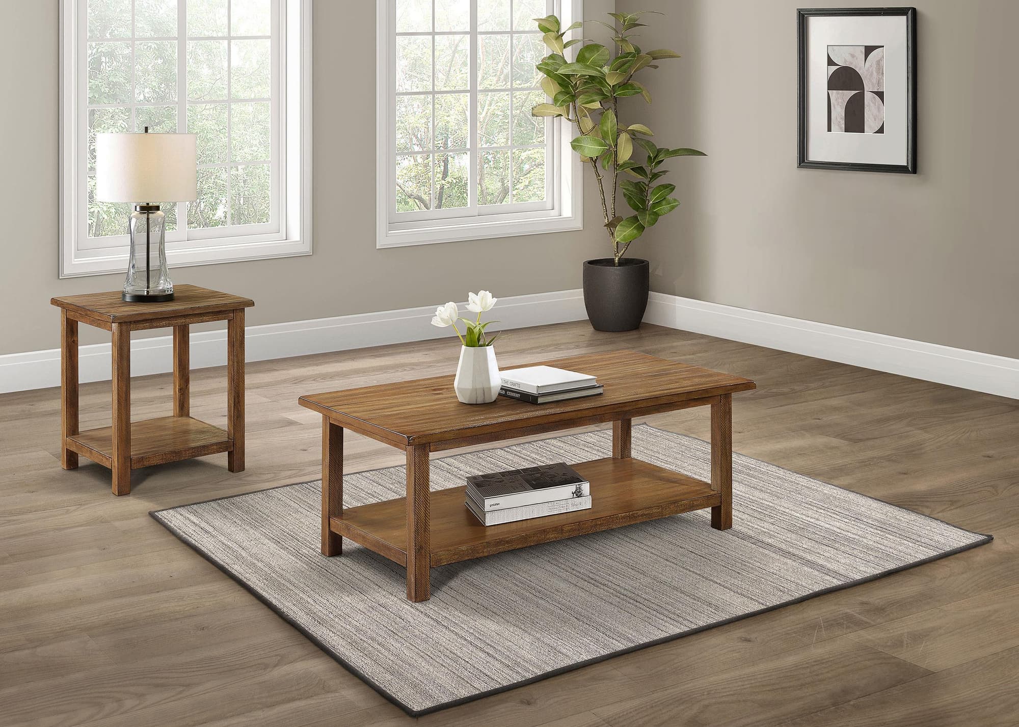 Payne 2-piece Coffee and End Table Set Distressed Brown - Image 1