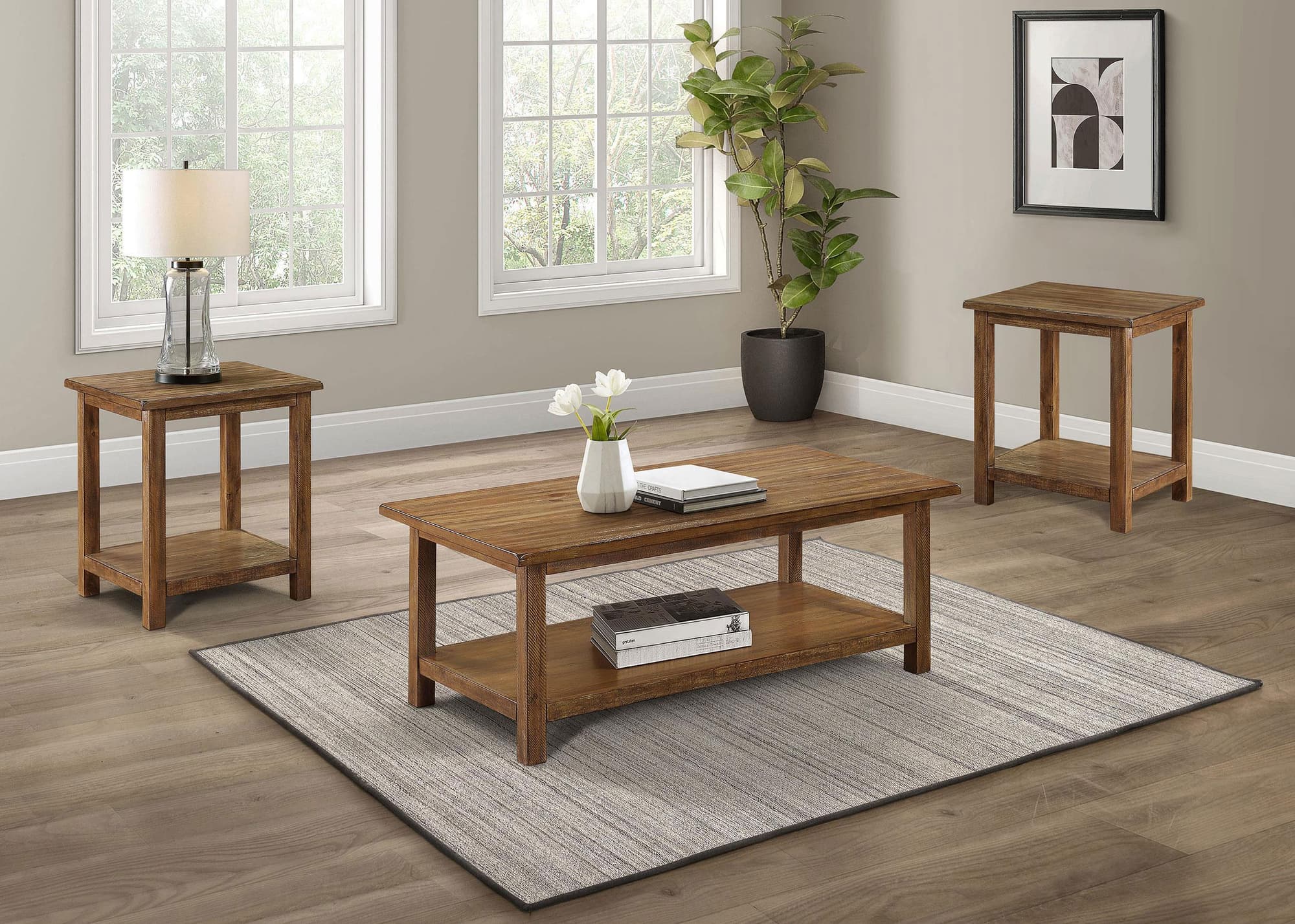 Payne 3-piece Coffee and End Table Set Distressed Brown - Image 1