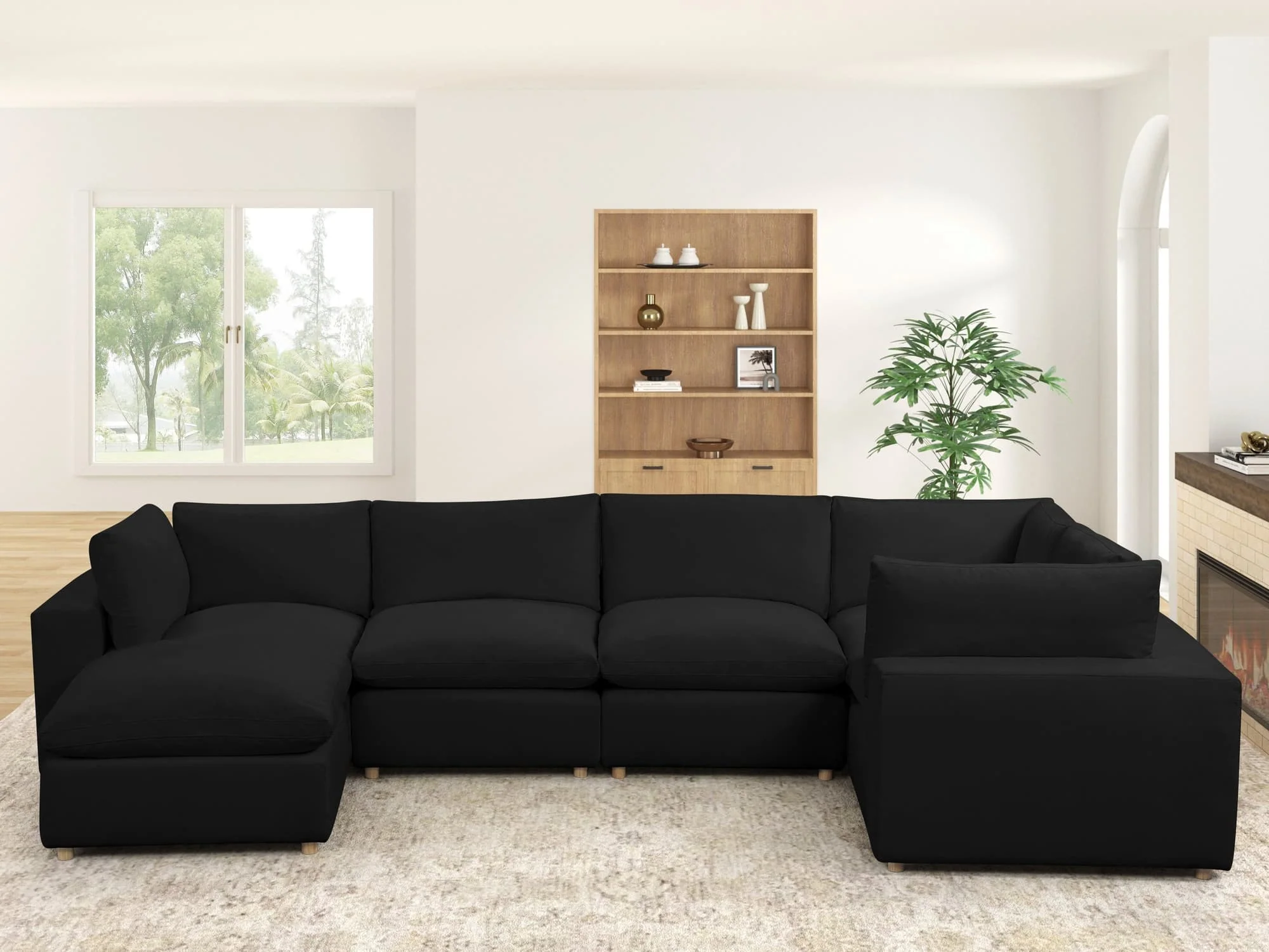 Xlcloud Black Sectional + Ottoman - Image 1