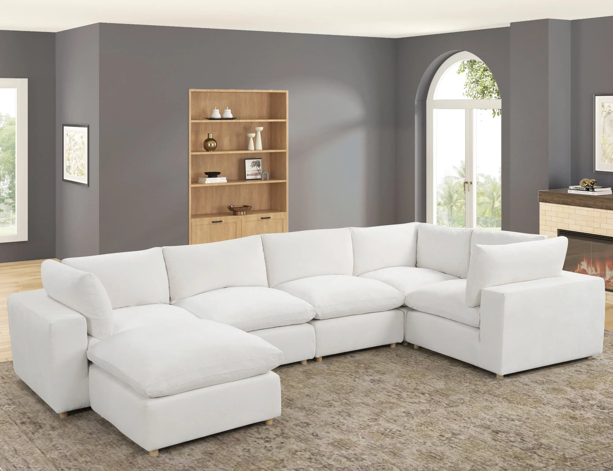 Xlcloud Beige Sectional + Ottoman - Image 1