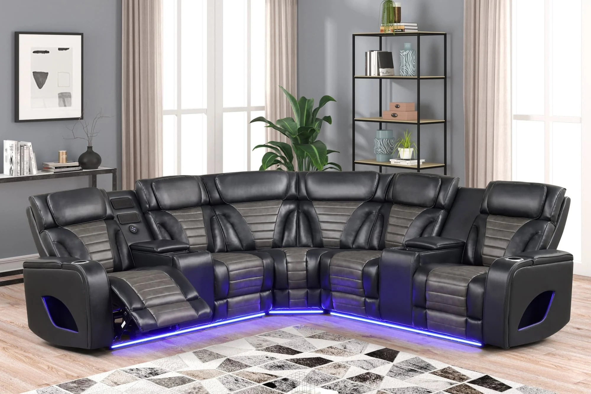 Ibiza Black Power Reclining Sectional - Image 1