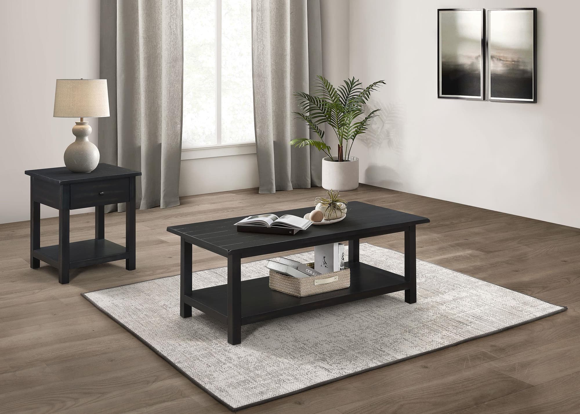 Payne 2-piece Coffee and 1-drawer End Table Set Java - Image 1