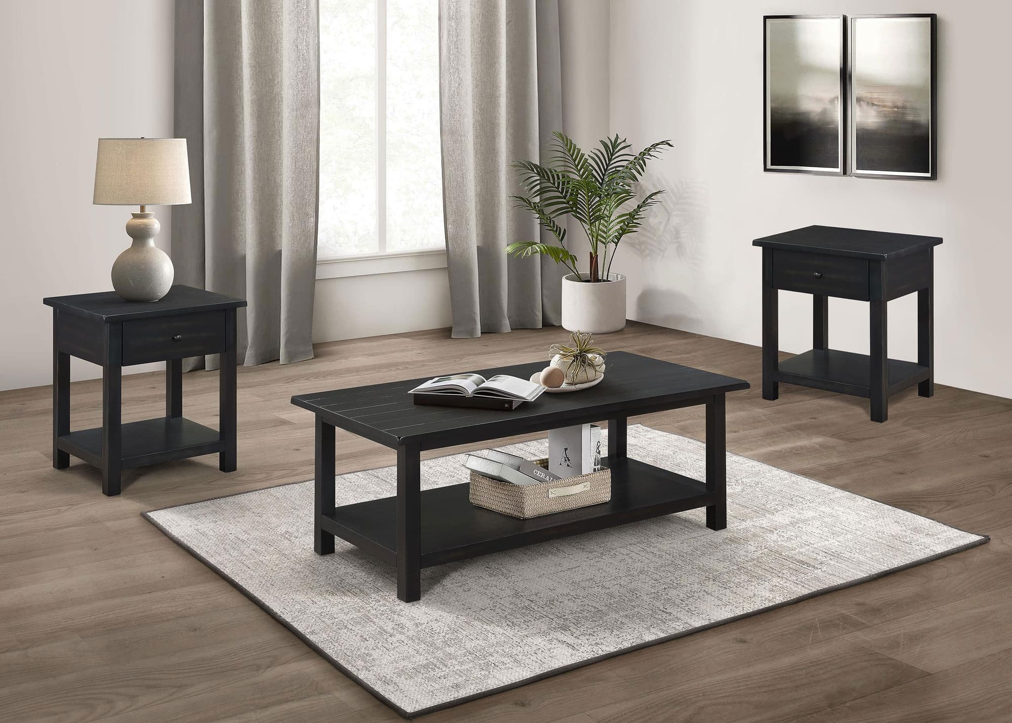 Payne 3-piece Coffee and 1-drawer End Table Set Java - Image 1