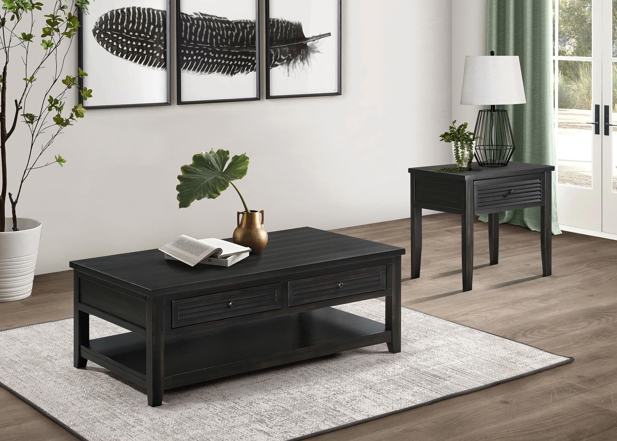 Concord 2-piece Coffee and End Table Set Distressed Java - Image 1
