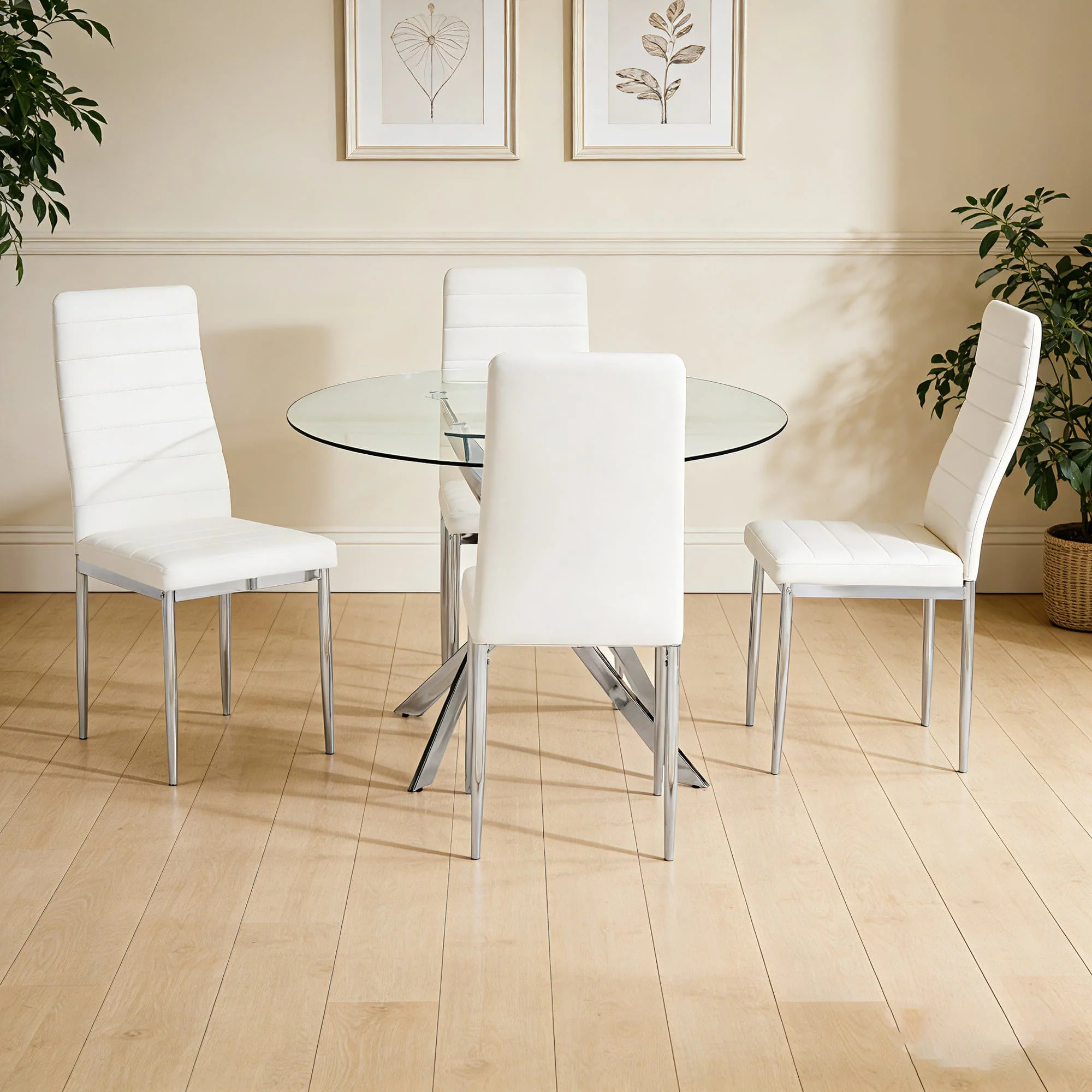 Diane White Round Dining Room Set