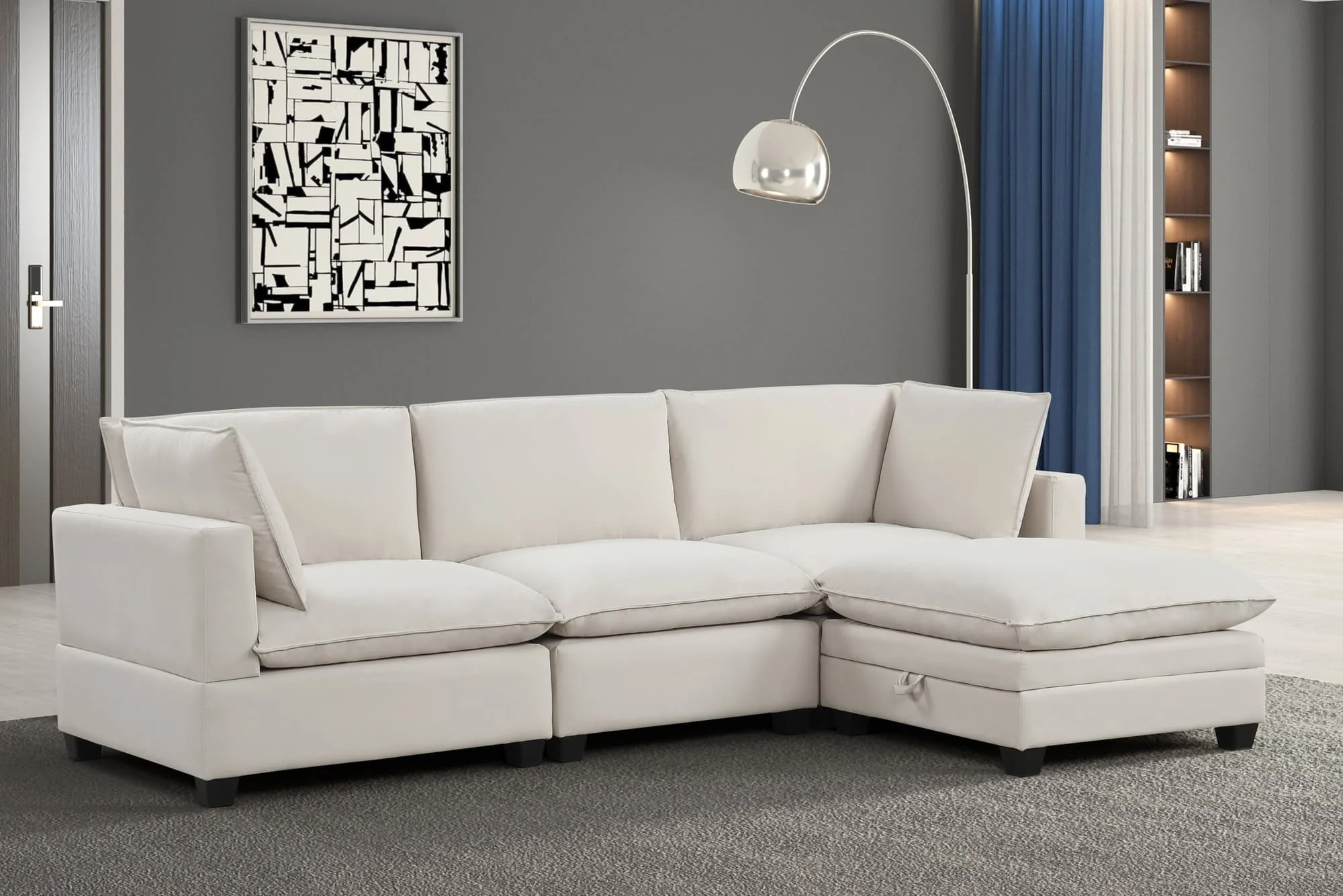 Cloud Cream Velvet Modular Sectional - Image 1