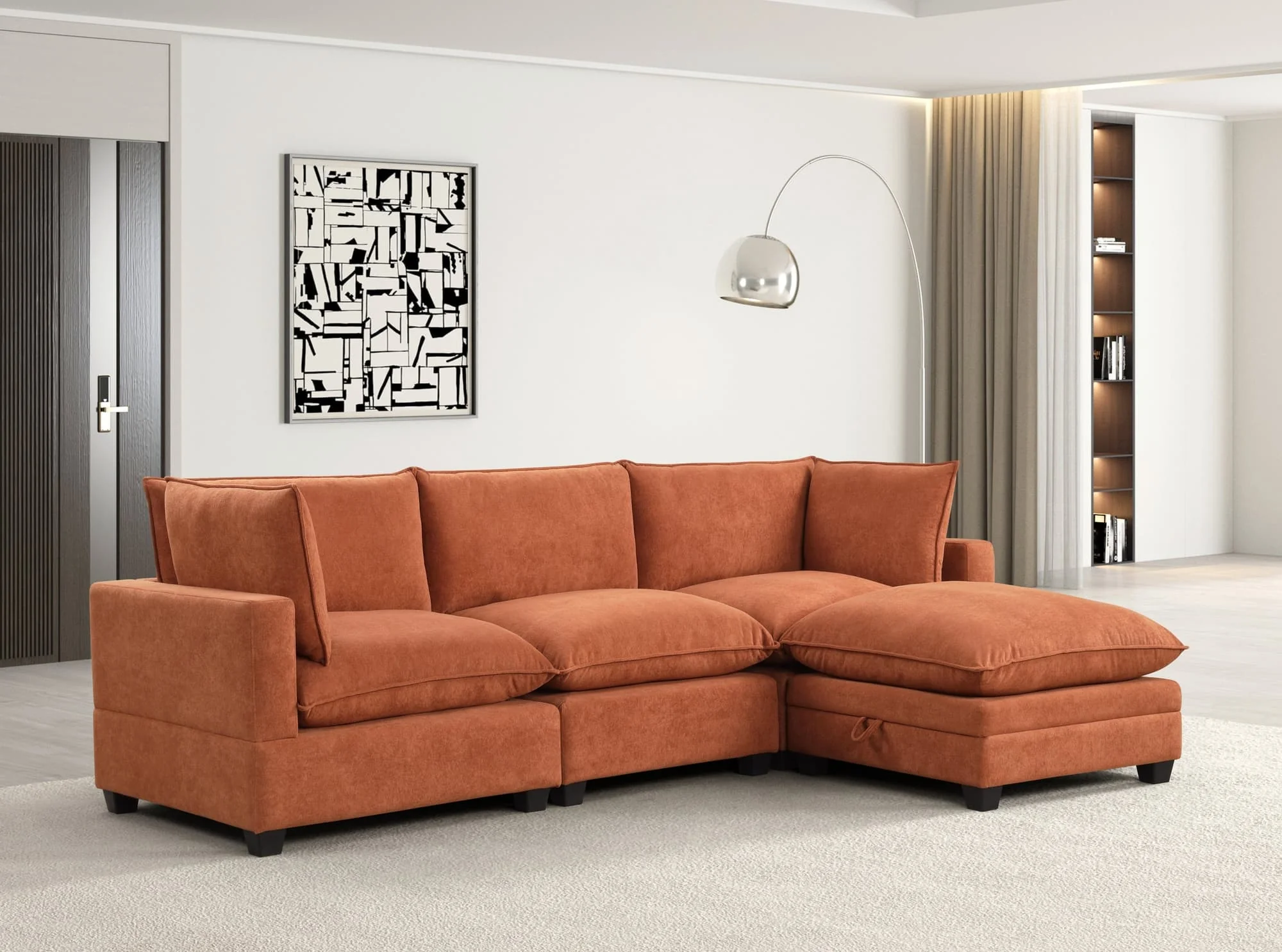 Cloud Orange Fabric Modular Sectional - Image 1