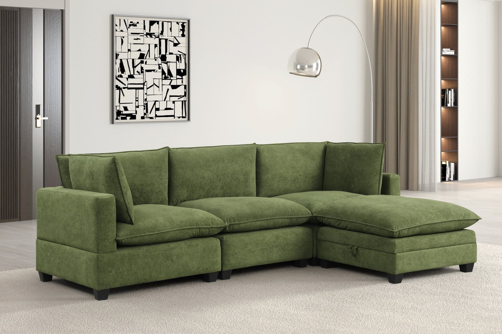 Cloud Olive Fabric Modular Sectional - Image 1