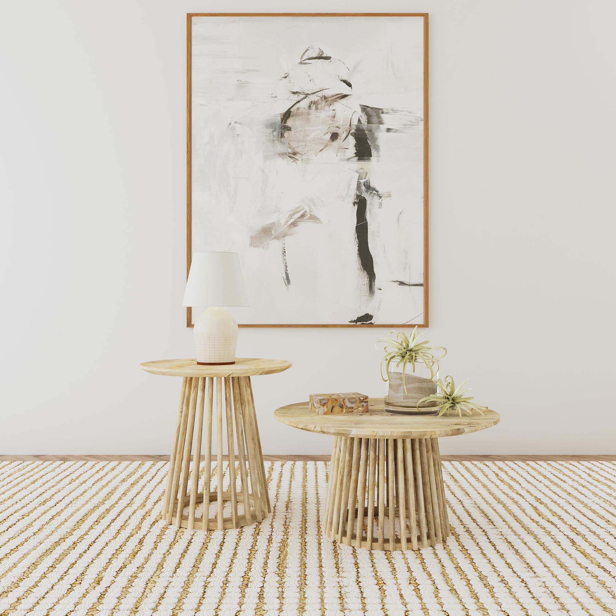 Touhy 2-piece Round Coffee and End Table Set Natural Mango - Image 1