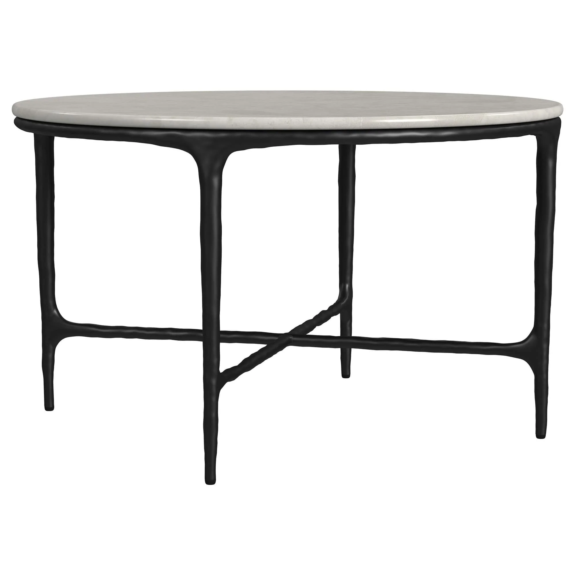 Hermas Round Genuine Marble Top Metal Coffee Table White - Image 1