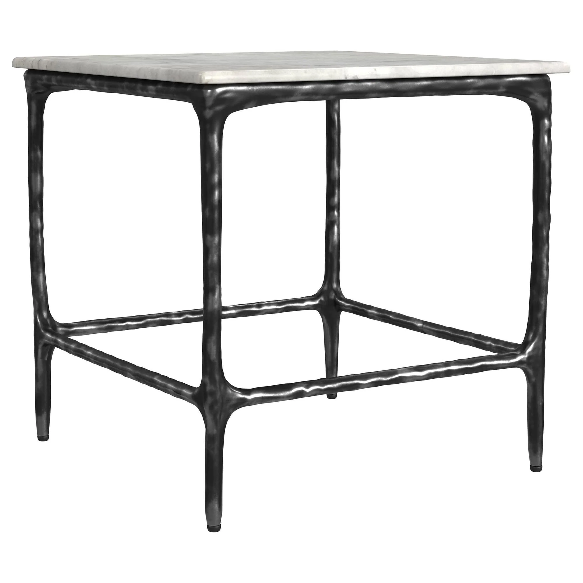 Ebby Square Genuine Marble Top Metal End Table White - Image 1