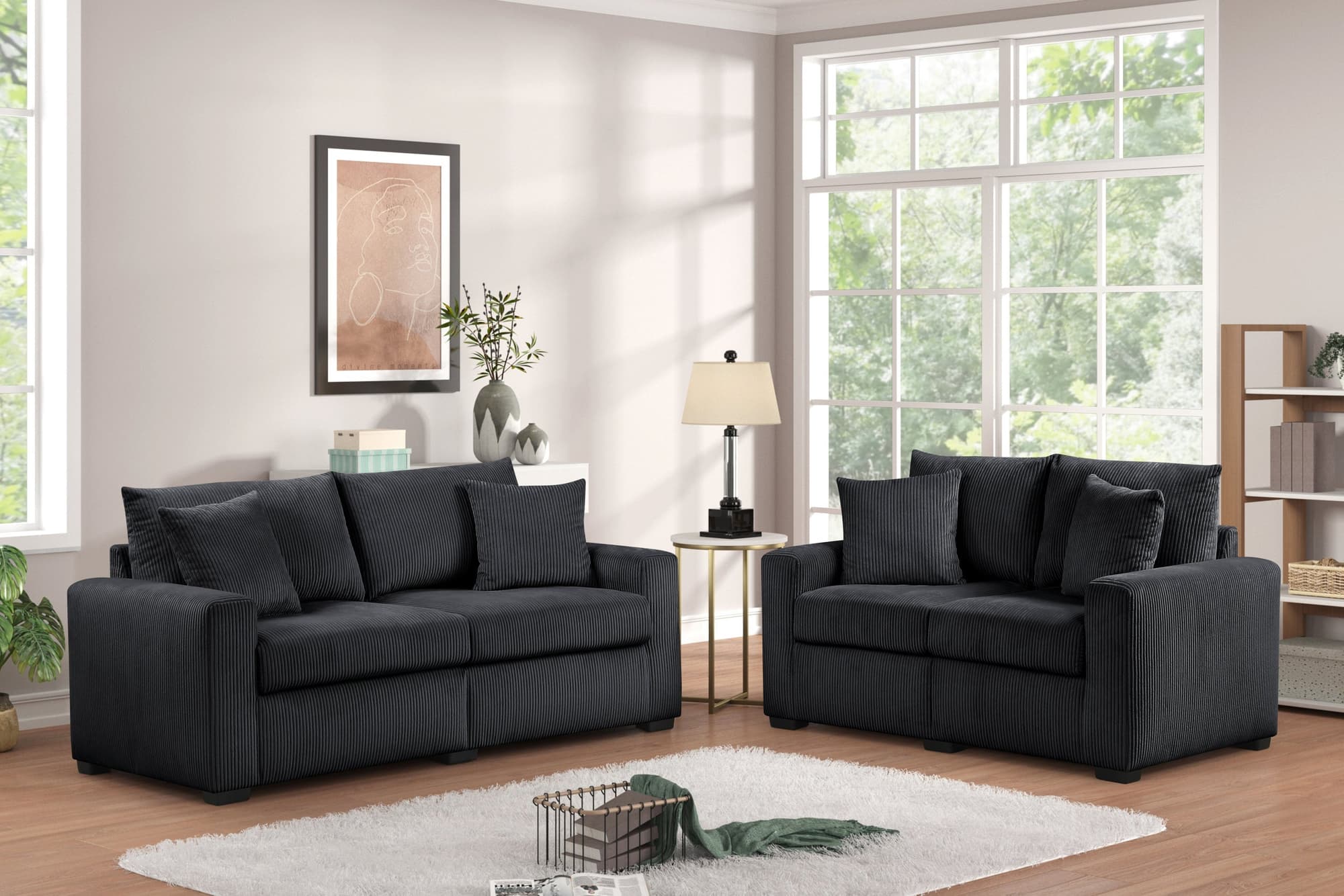 Hime Black 2-Piece Living Room Set - Image 1