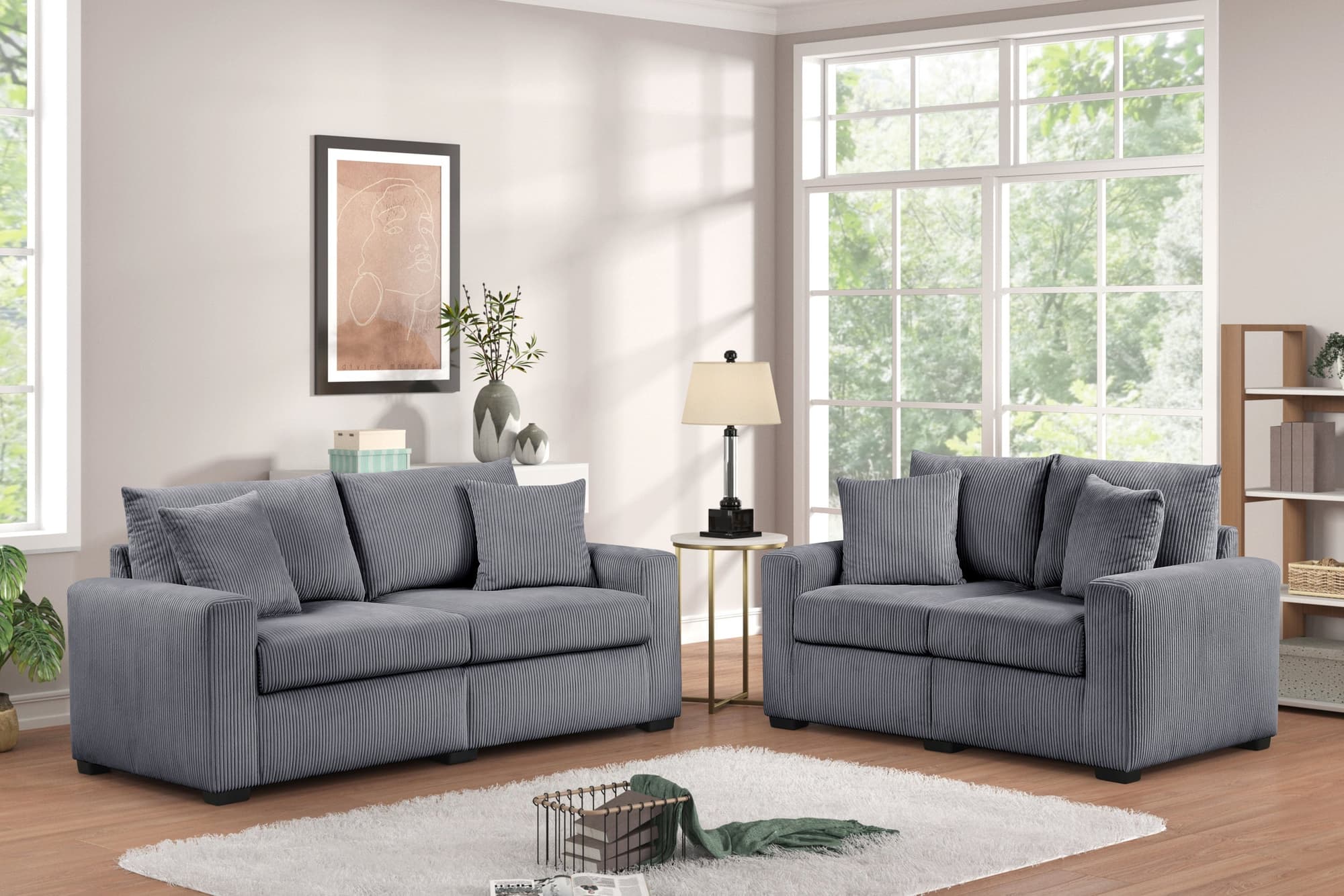 Hime Gray 2-Piece Living Room Set - Image 1