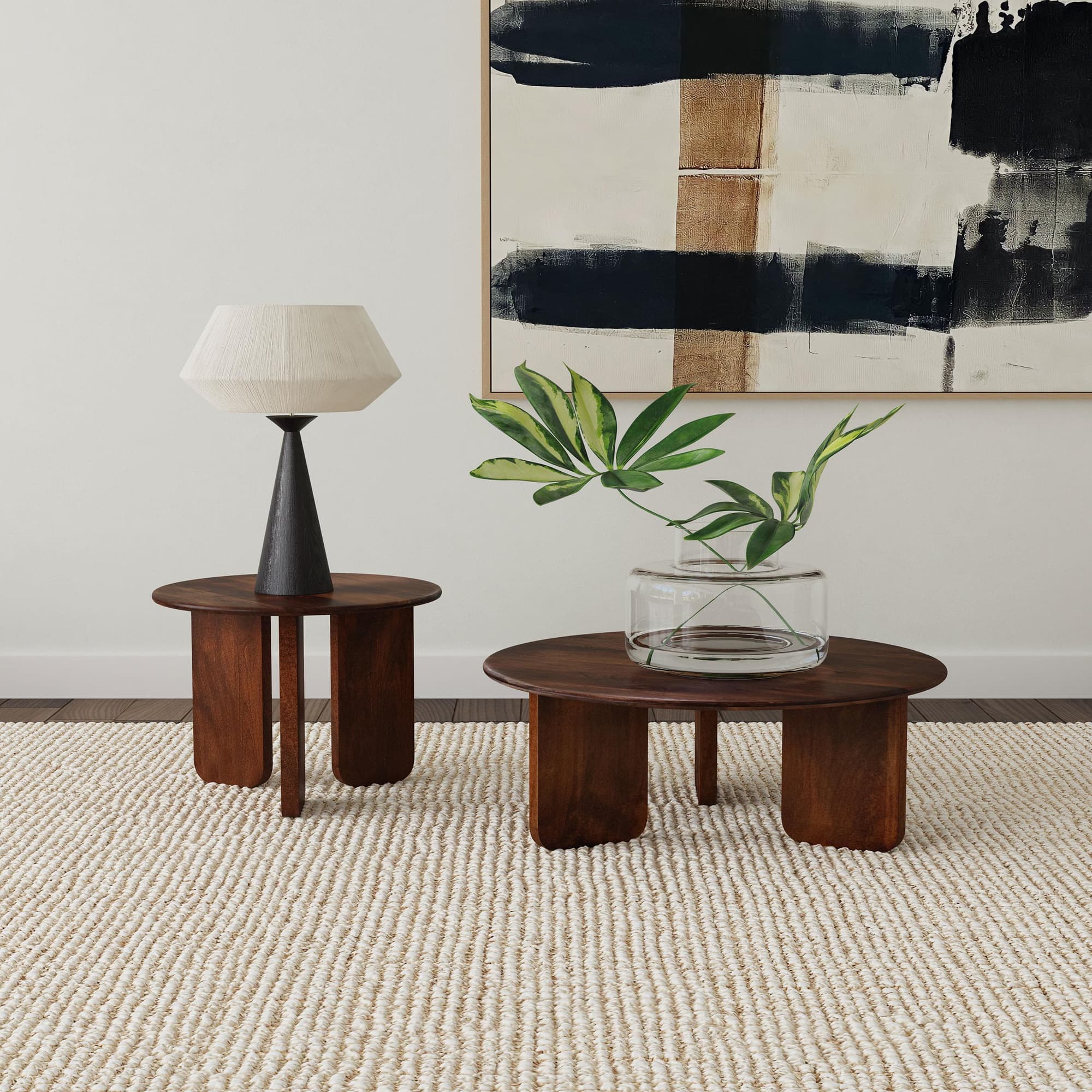 Dale 2-piece Solid Wood Coffee and End Table Set Brown - Image 1