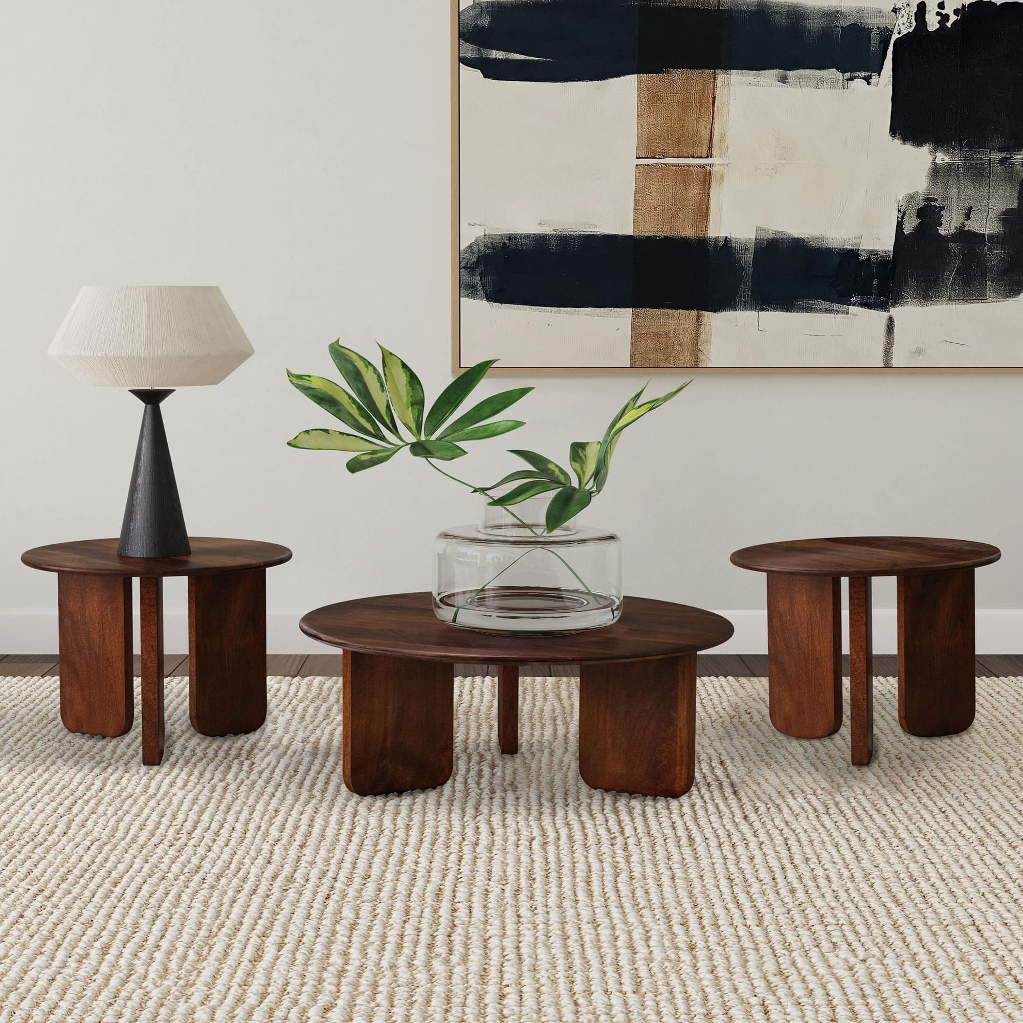 Dale 3-piece Solid Wood Coffee and End Table Set Brown - Image 1