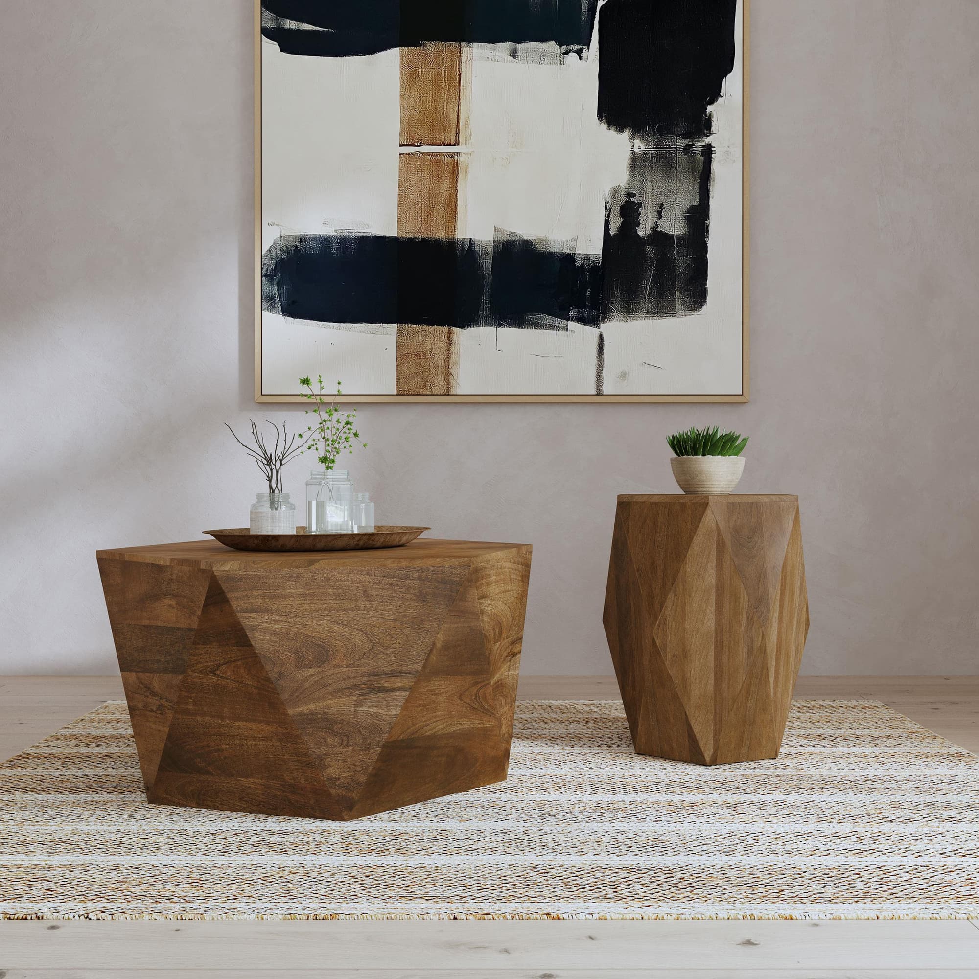 Zalika 2-piece Solid Wood Coffee and End Table Set Natural - Image 1