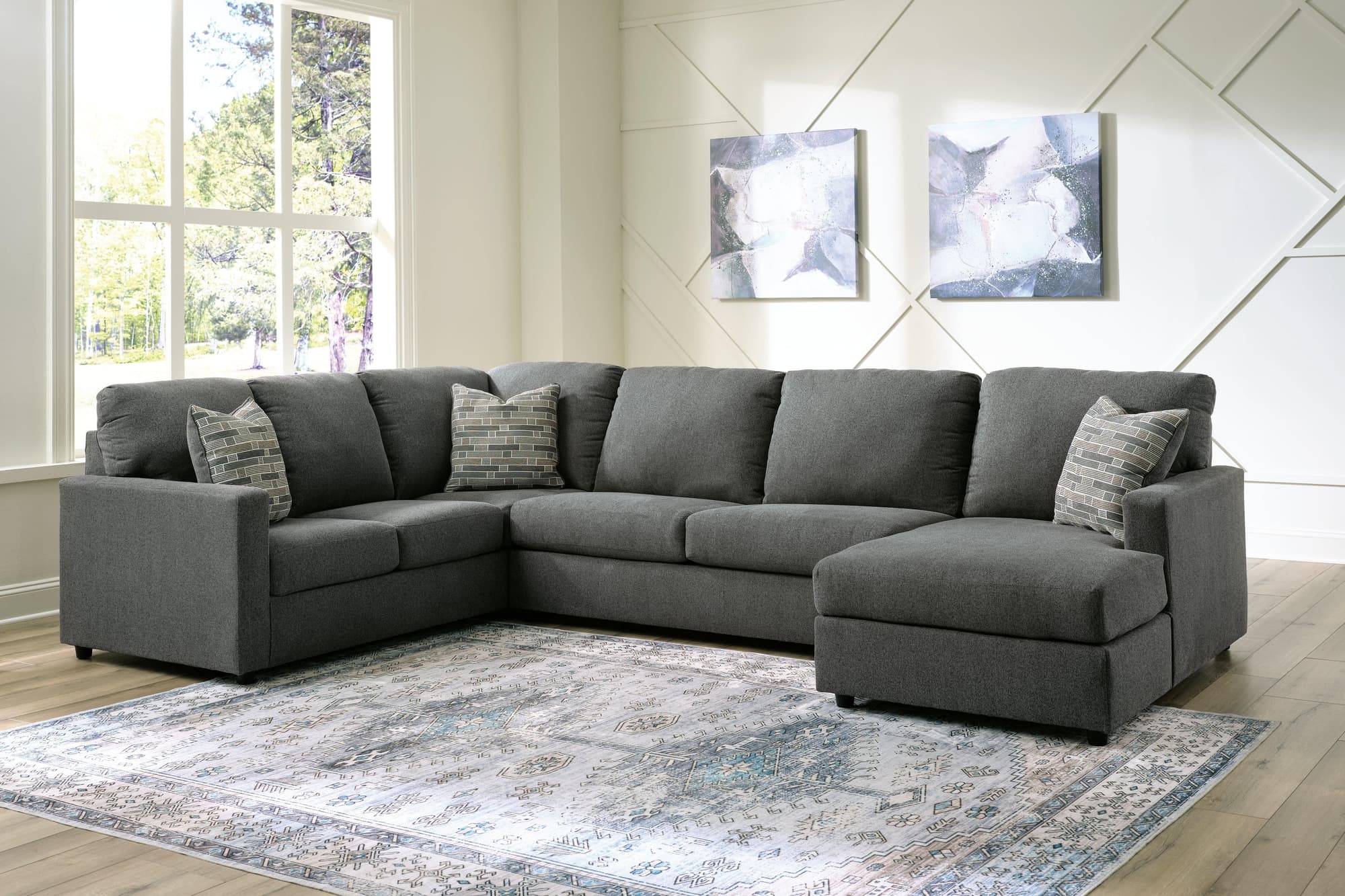 Edenfield Charcoal 3-Piece Sectional With Chaise - Image 1