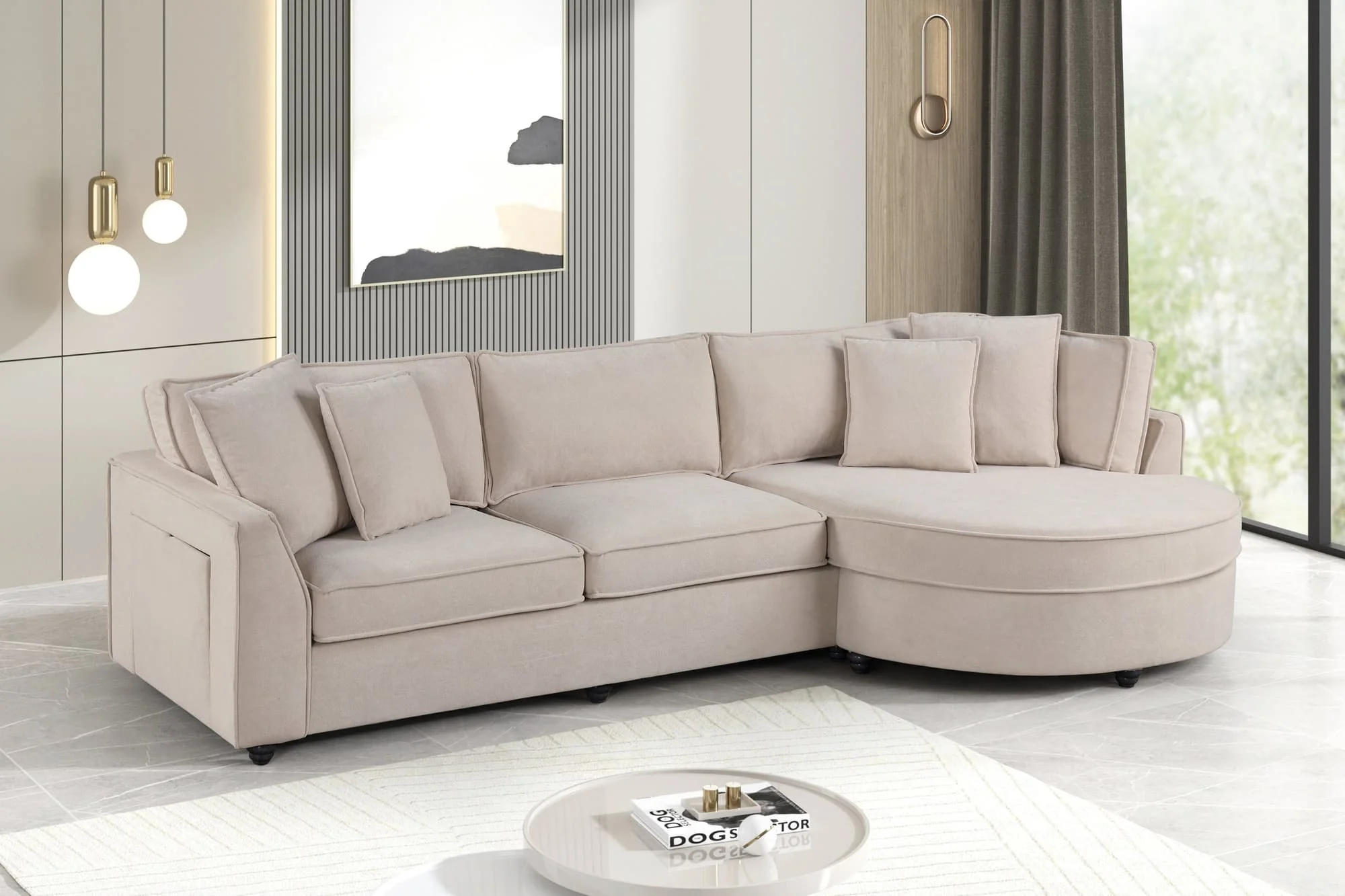 Elva Beige Sectional w Reversible Chaise - Image 1